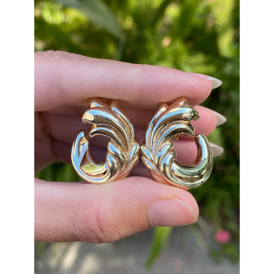 Vintage 14k Yellow Gold Fancy Drop Earrings