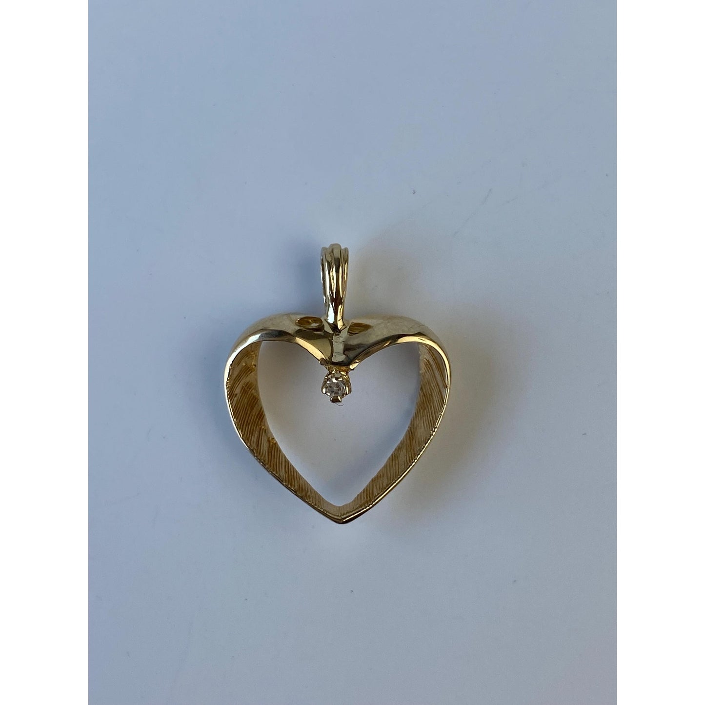 Vintage Solid 14k Yellow Gold Diamond Open Heart Charm