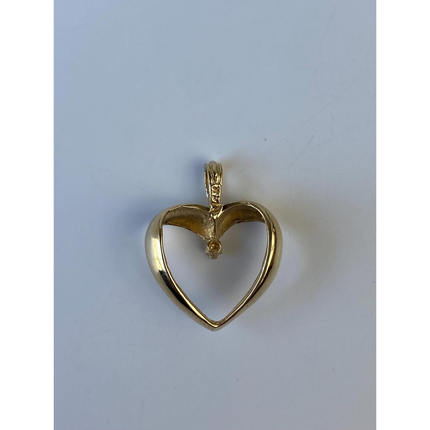 Vintage Solid 14k Yellow Gold Diamond Open Heart Charm