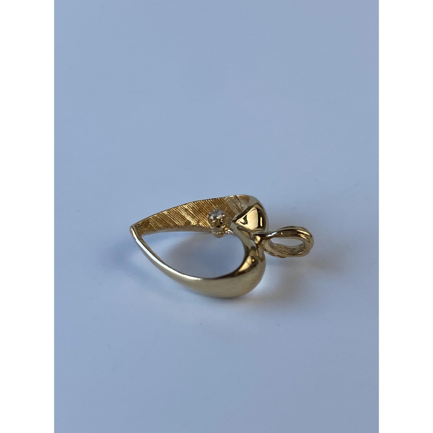 Vintage Solid 14k Yellow Gold Diamond Open Heart Charm