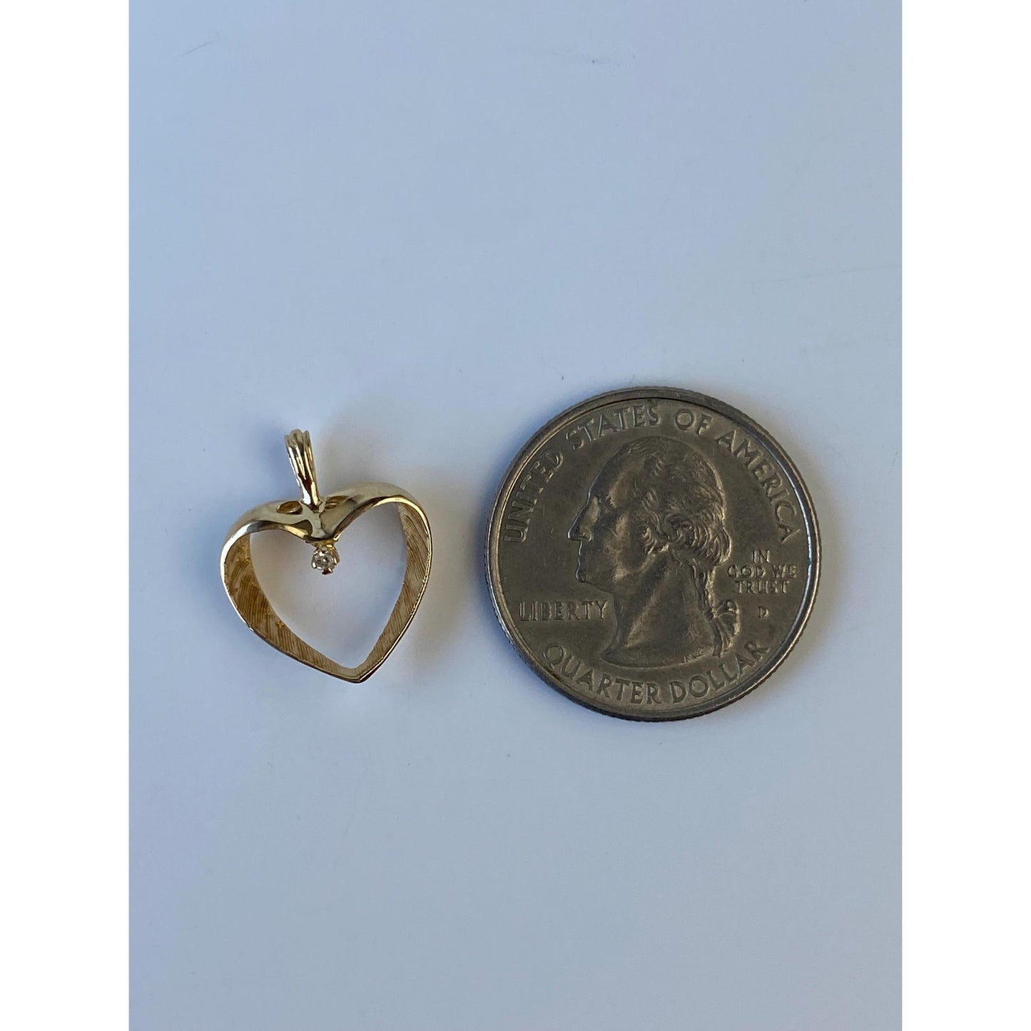 Vintage Solid 14k Yellow Gold Diamond Open Heart Charm