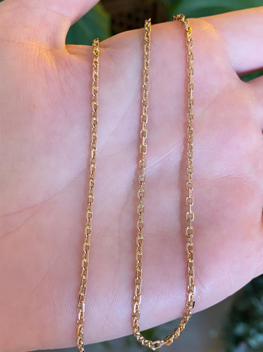 Vintage Solid 14k Rosey Gold Biker Link Chain Necklace - 17.5 inches