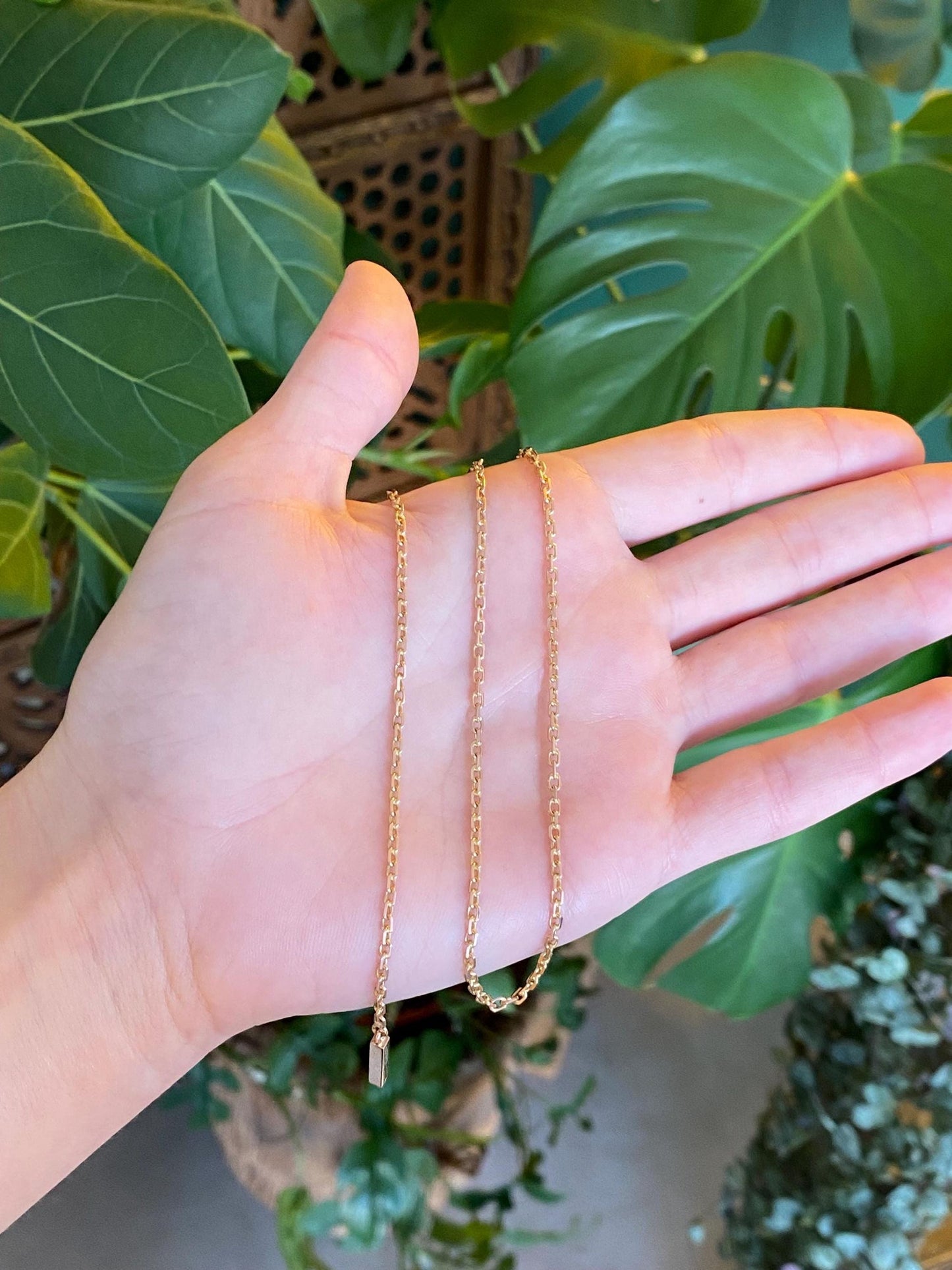 Vintage Solid 14k Rosey Gold Biker Link Chain Necklace - 17.5 inches