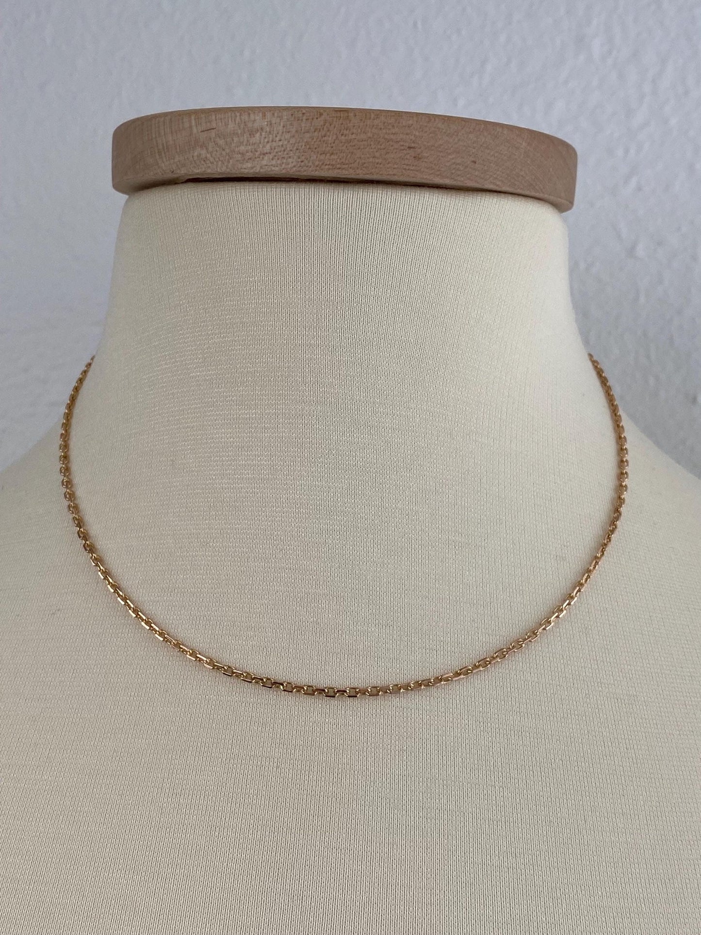 Vintage Solid 14k Rosey Gold Biker Link Chain Necklace - 17.5 inches