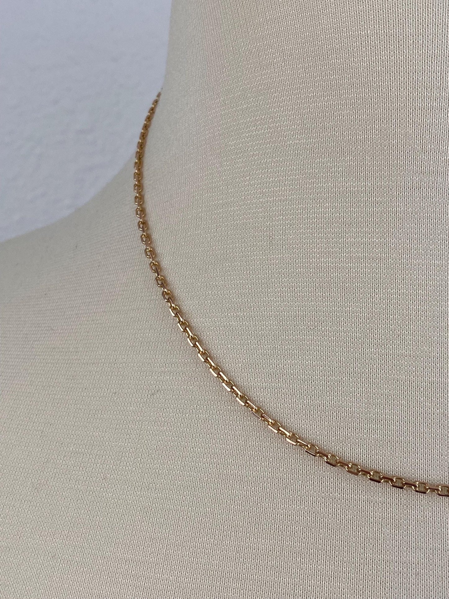 Vintage Solid 14k Rosey Gold Biker Link Chain Necklace - 17.5 inches