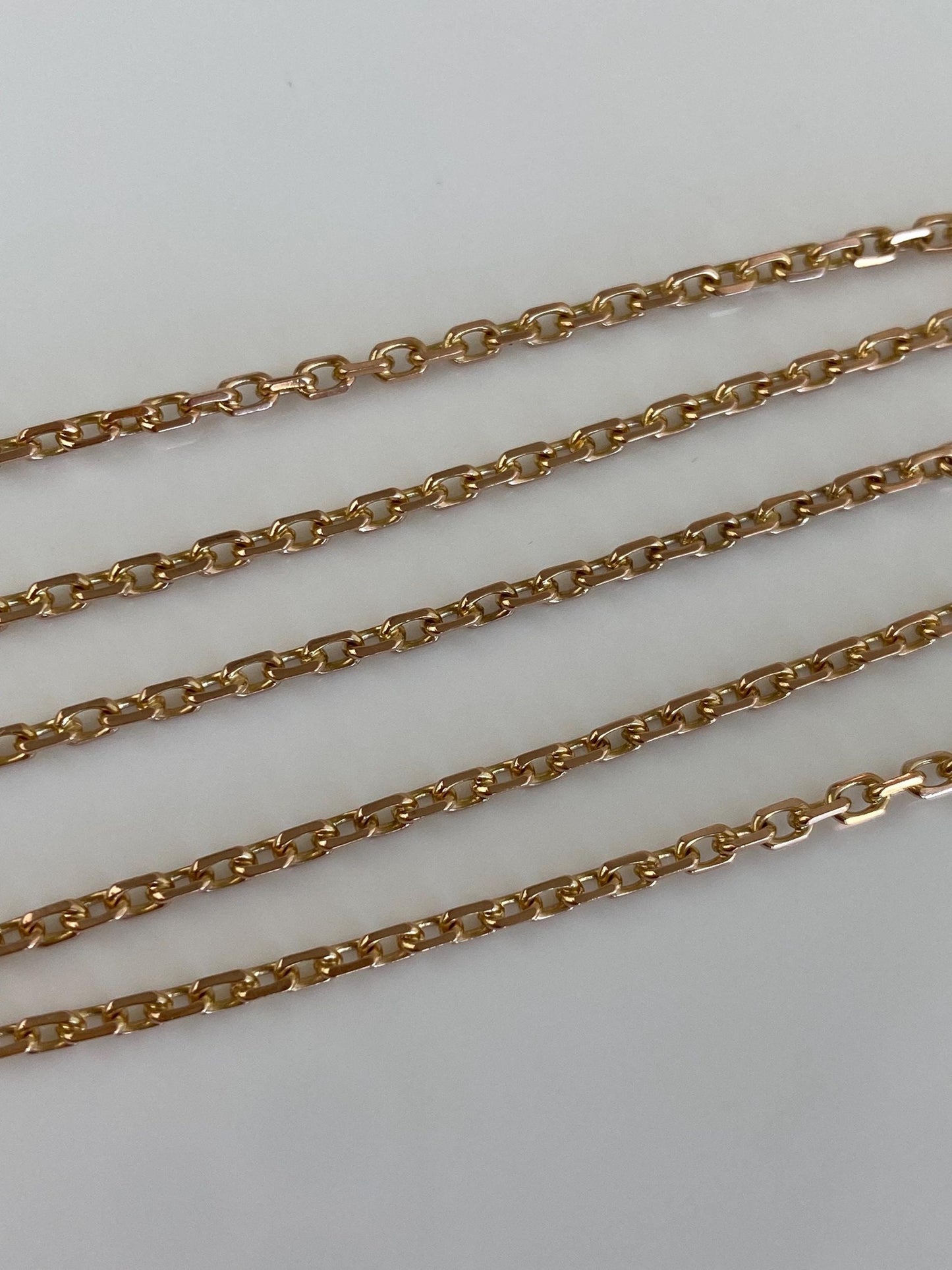 Vintage Solid 14k Rosey Gold Biker Link Chain Necklace - 17.5 inches