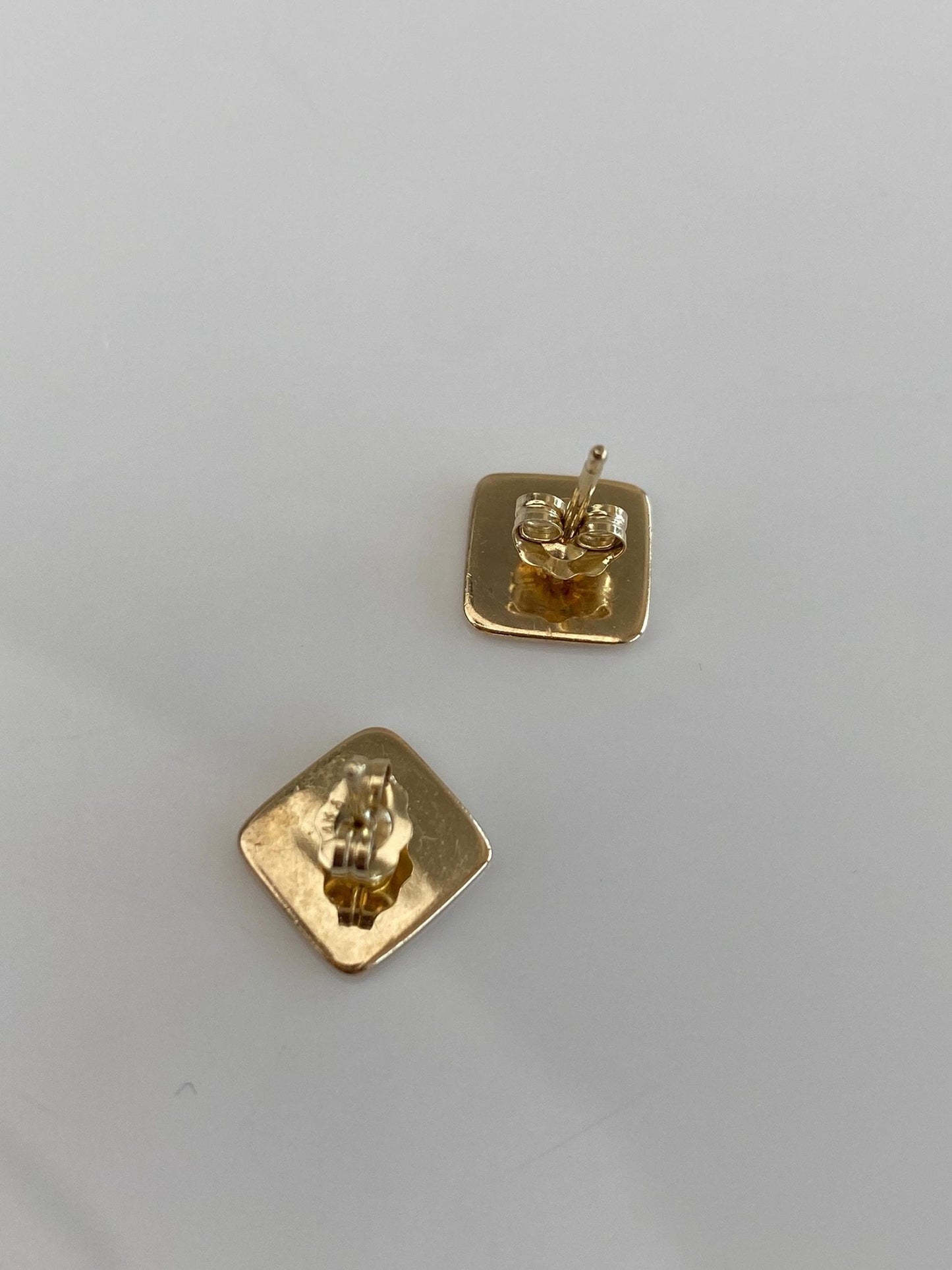 Vintage Solid 14k Yellow Gold Square Stud Earrings