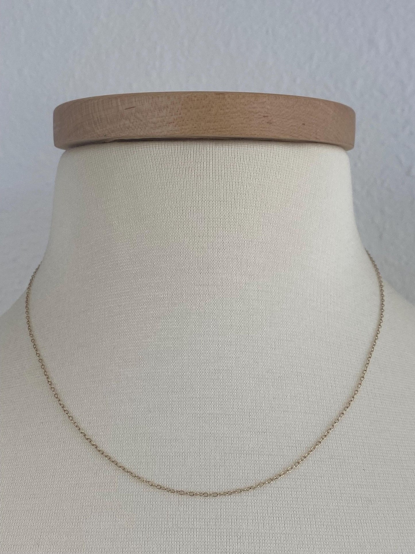 Vintage Solid 9k Yellow Gold Dainty Cable Chain Necklace - 17.75 inches