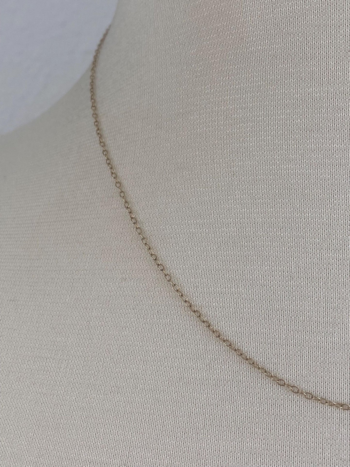 Vintage Solid 9k Yellow Gold Dainty Cable Chain Necklace - 17.75 inches