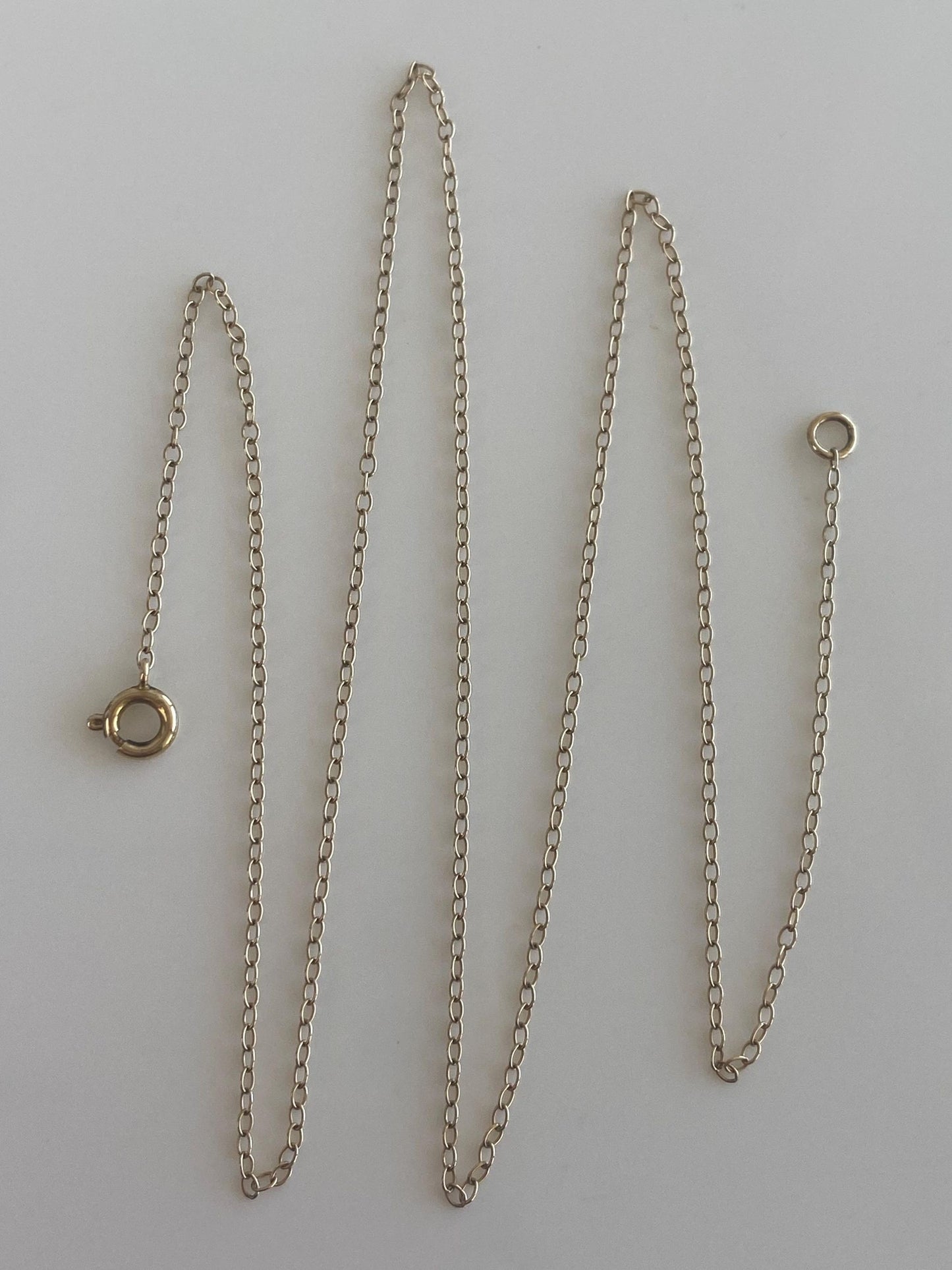 Vintage Solid 9k Yellow Gold Dainty Cable Chain Necklace - 17.75 inches