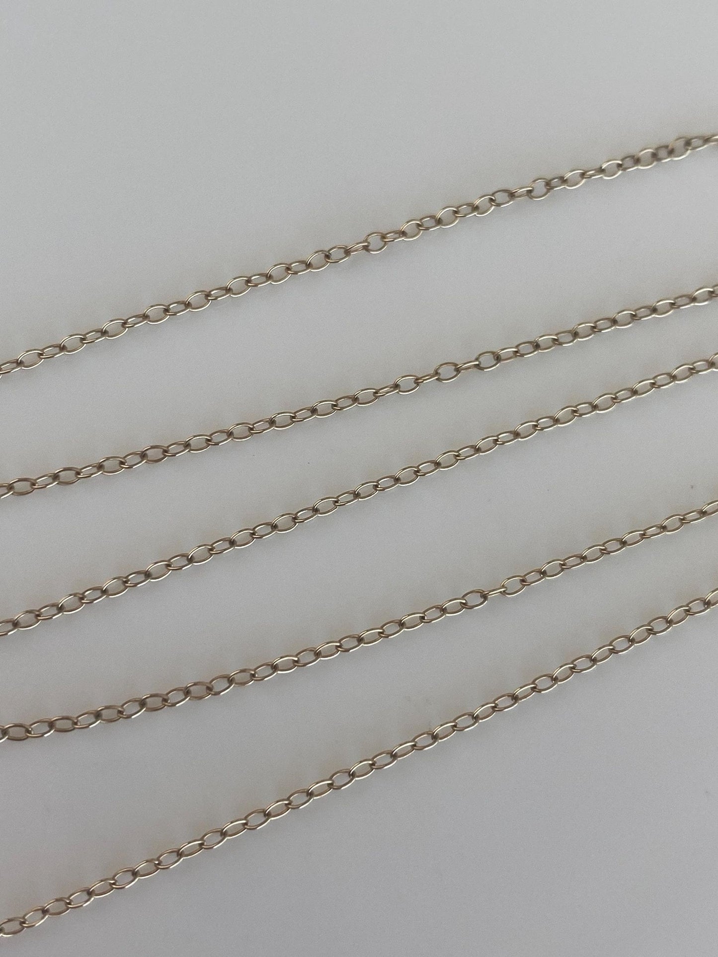 Vintage Solid 9k Yellow Gold Dainty Cable Chain Necklace - 17.75 inches