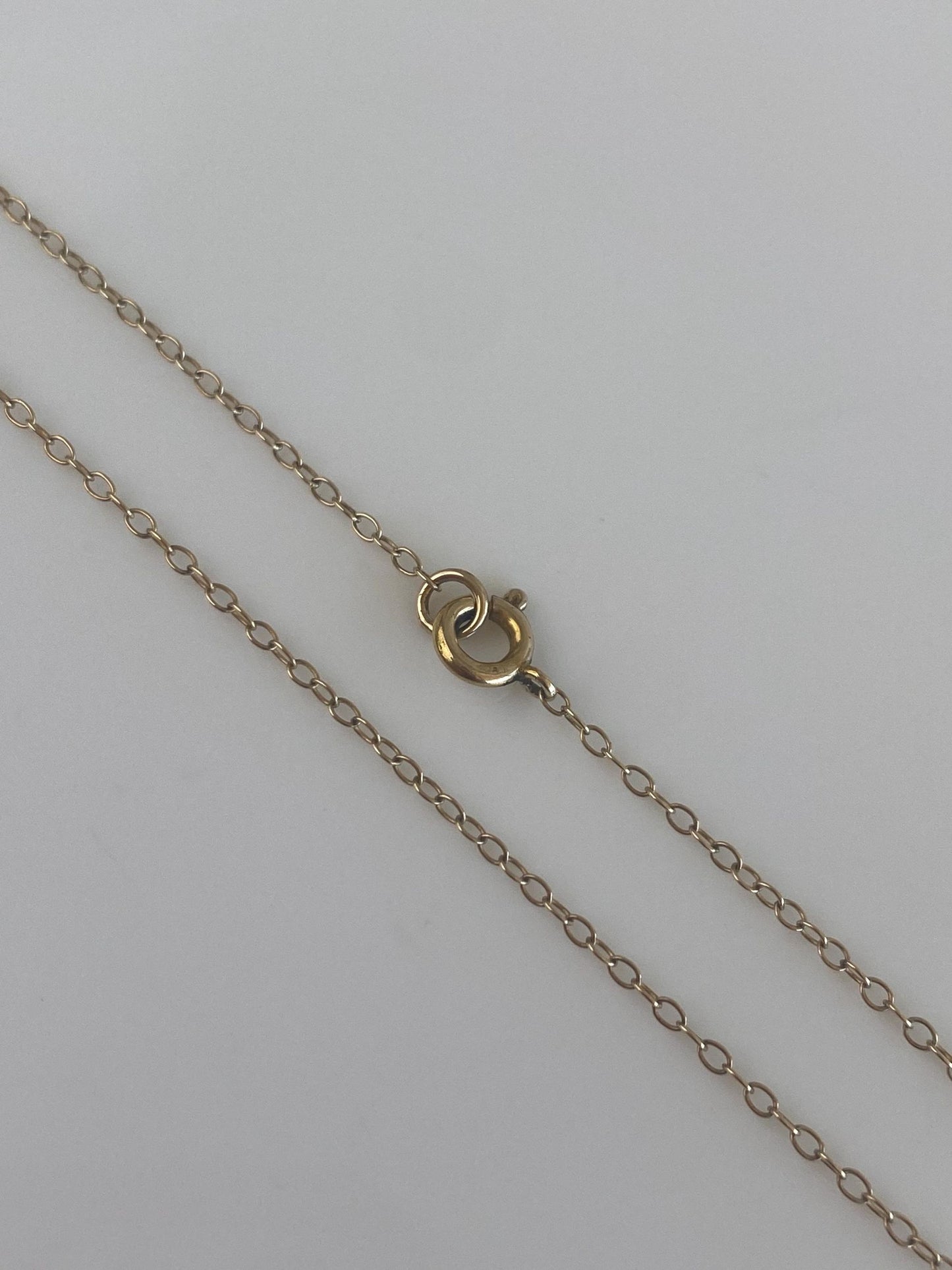 Vintage Solid 9k Yellow Gold Dainty Cable Chain Necklace - 17.75 inches