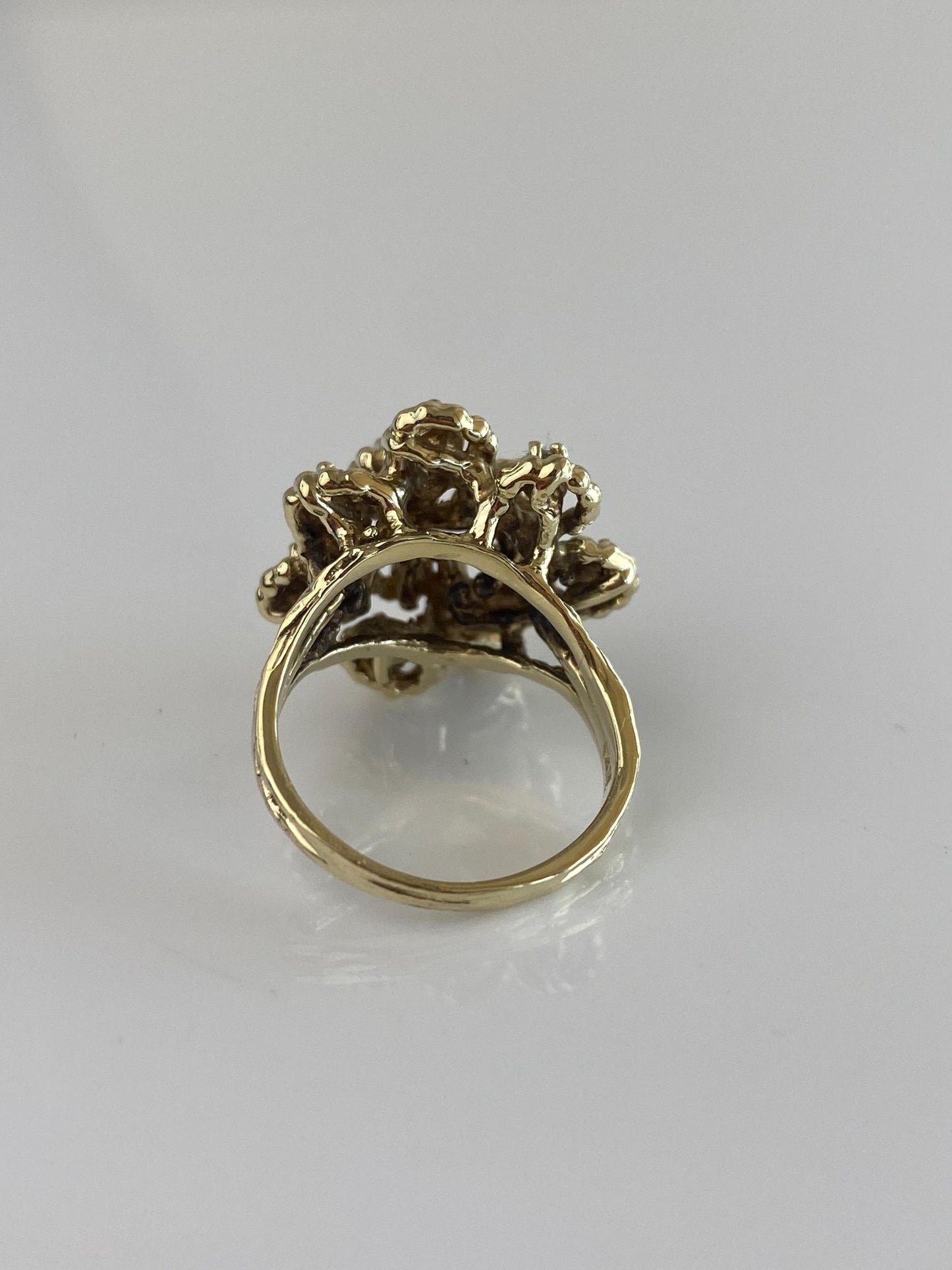 Vintage Solid 14k Yellow Gold Diamonds Ring - Size 6.75