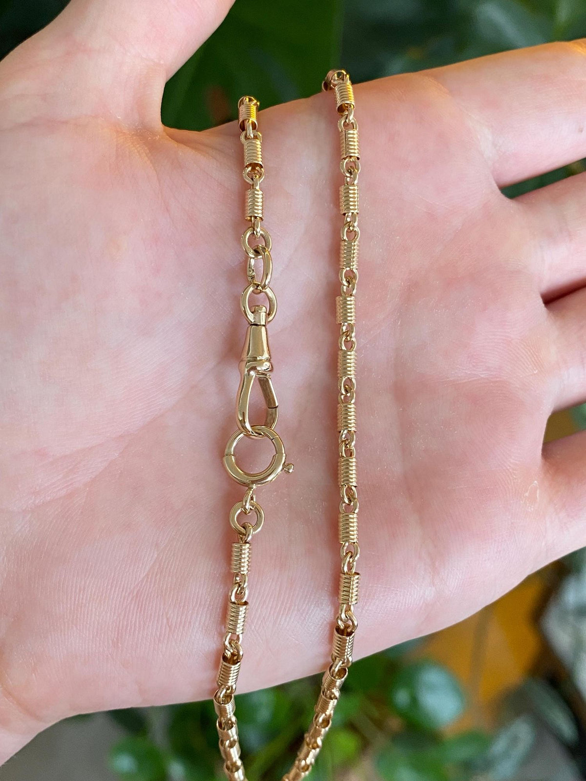 Vintage Solid 14k Yellow Gold Fancy Link Pocket Watch Chain Necklace - 13.5 inches