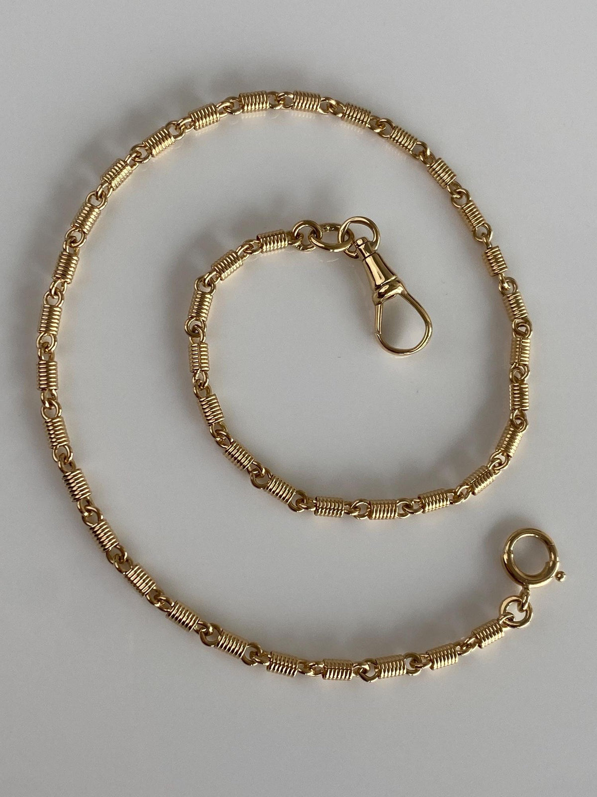Vintage Solid 14k Yellow Gold Fancy Link Pocket Watch Chain Necklace - 13.5 inches