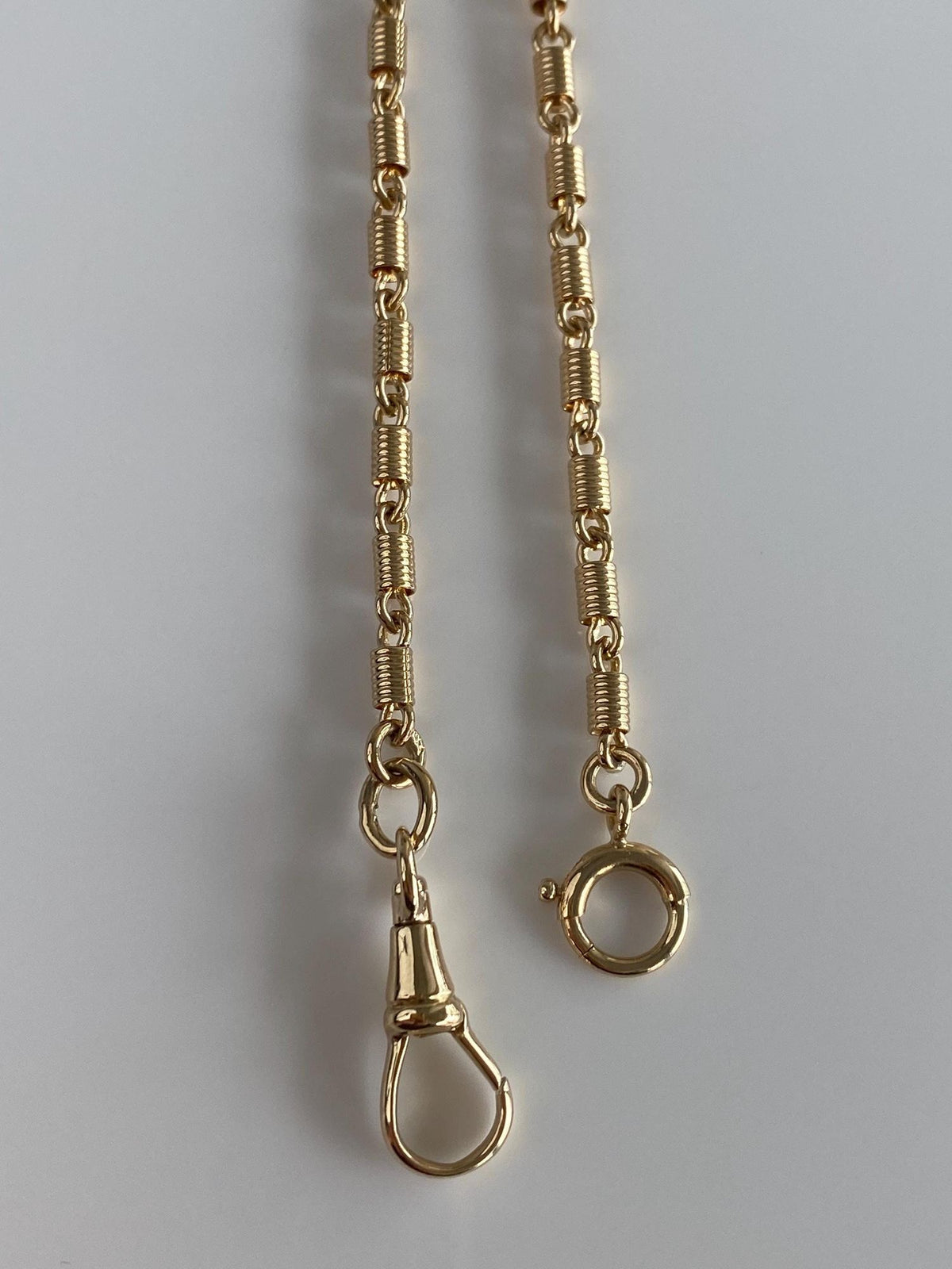 Vintage Solid 14k Yellow Gold Fancy Link Pocket Watch Chain Necklace - 13.5 inches