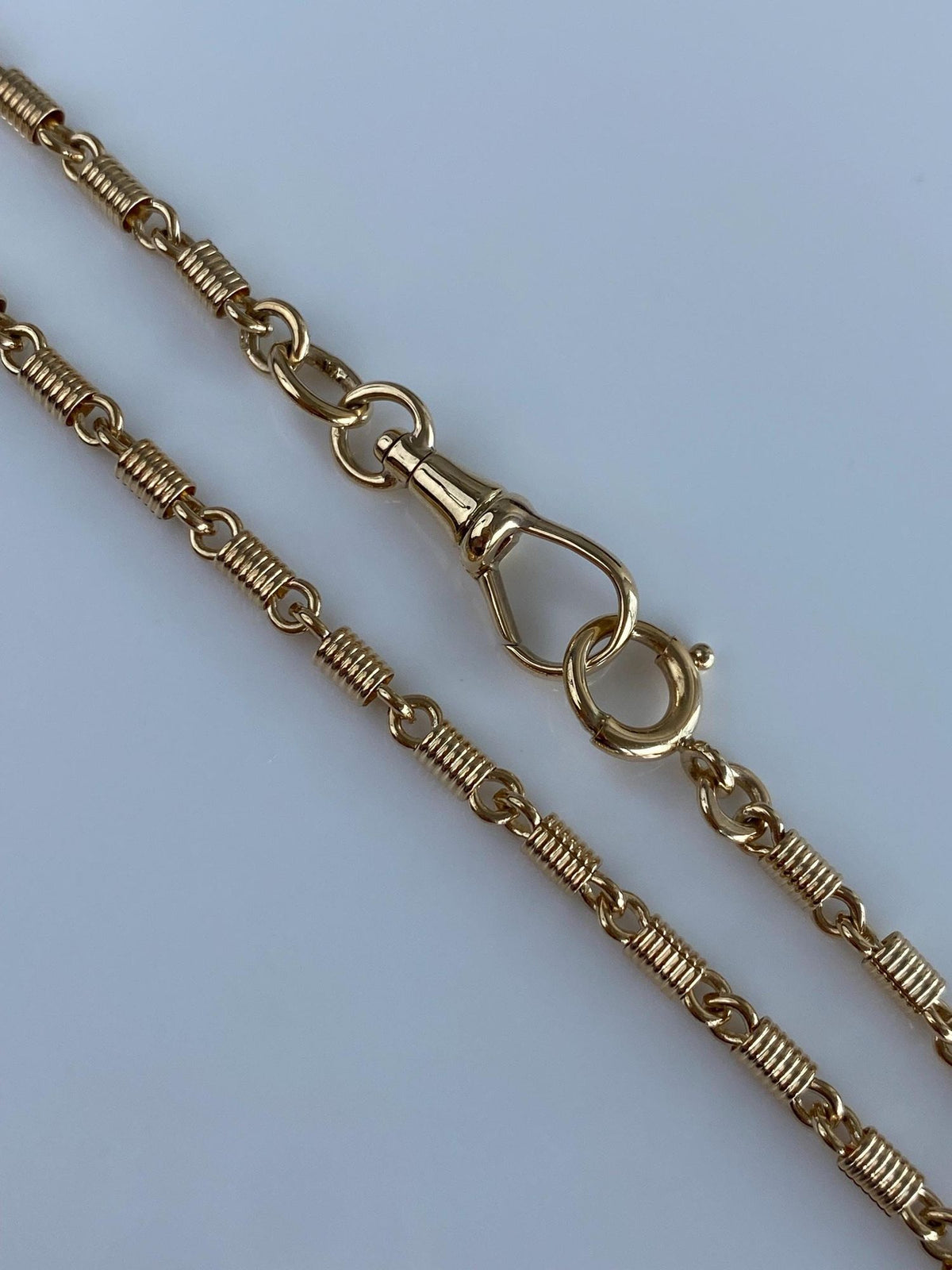Vintage Solid 14k Yellow Gold Fancy Link Pocket Watch Chain Necklace - 13.5 inches