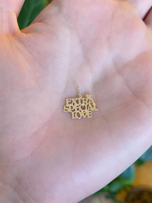 Solid 14k Yellow Gold 'Extra Special Love' Charm