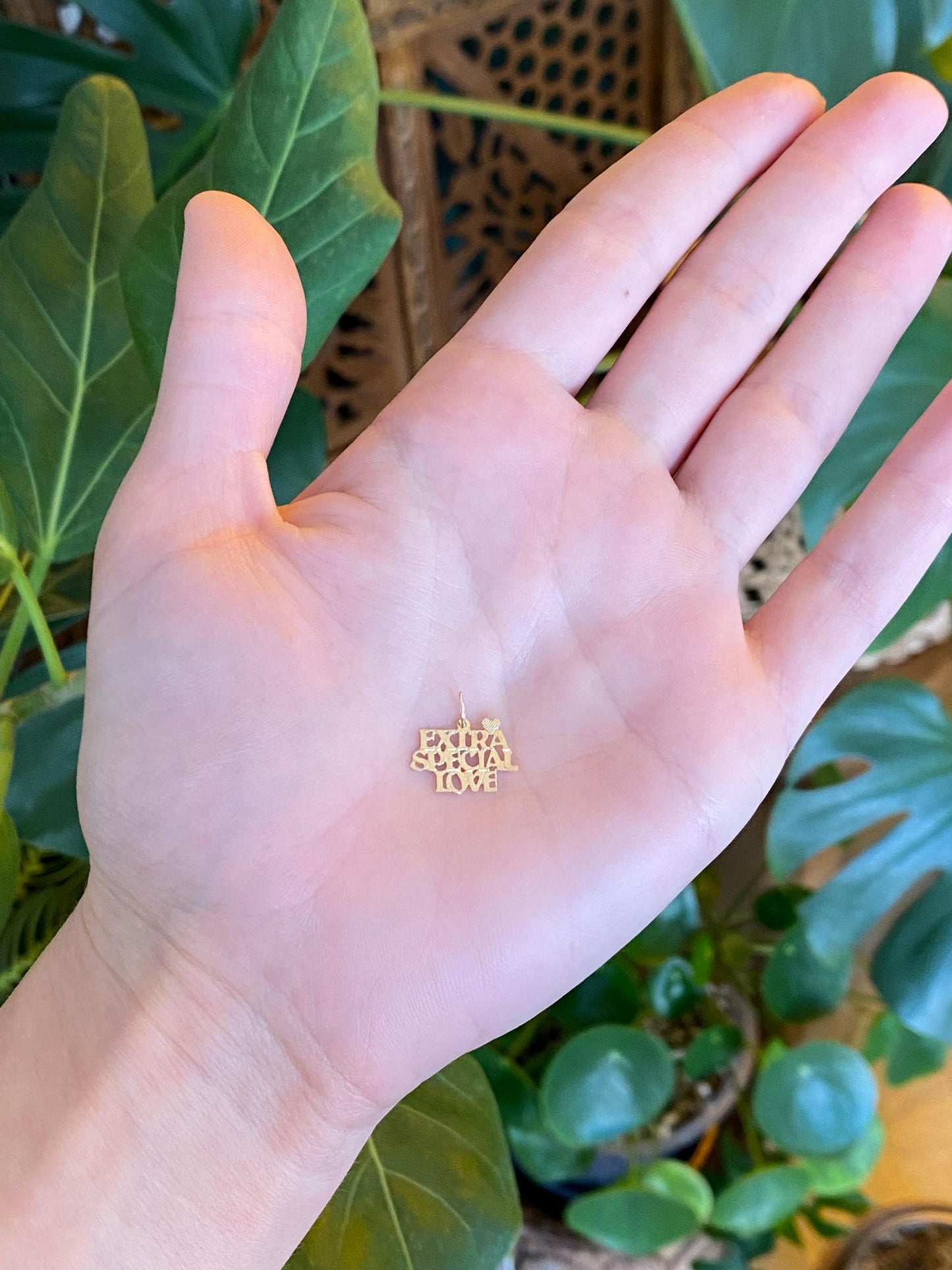 Solid 14k Yellow Gold 'Extra Special Love' Charm