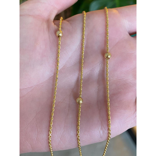 Vintage Solid 18k Yellow Gold Gold Ball Dainty Rope Chain Necklace - 23.75 inches