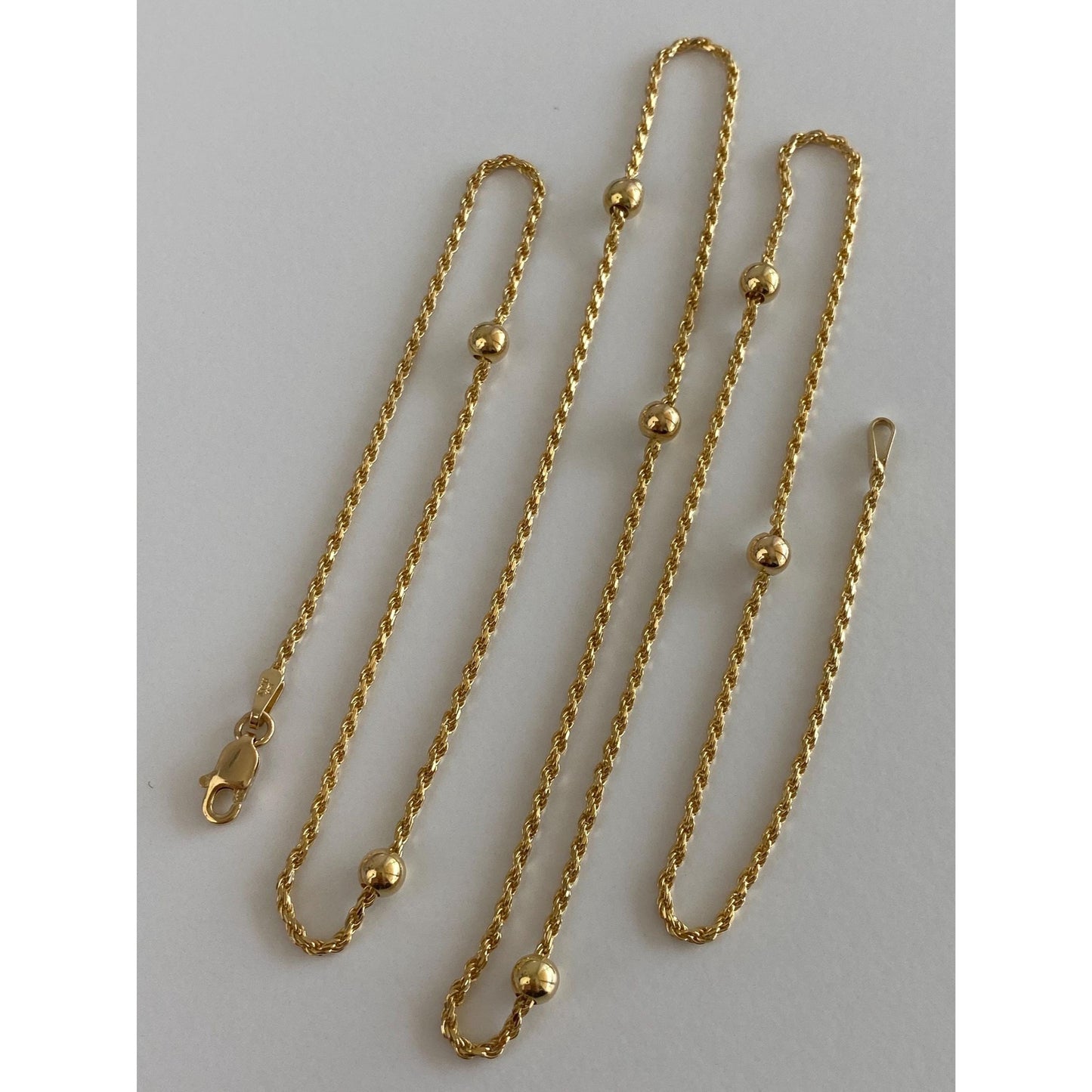 Vintage Solid 18k Yellow Gold Gold Ball Dainty Rope Chain Necklace - 23.75 inches