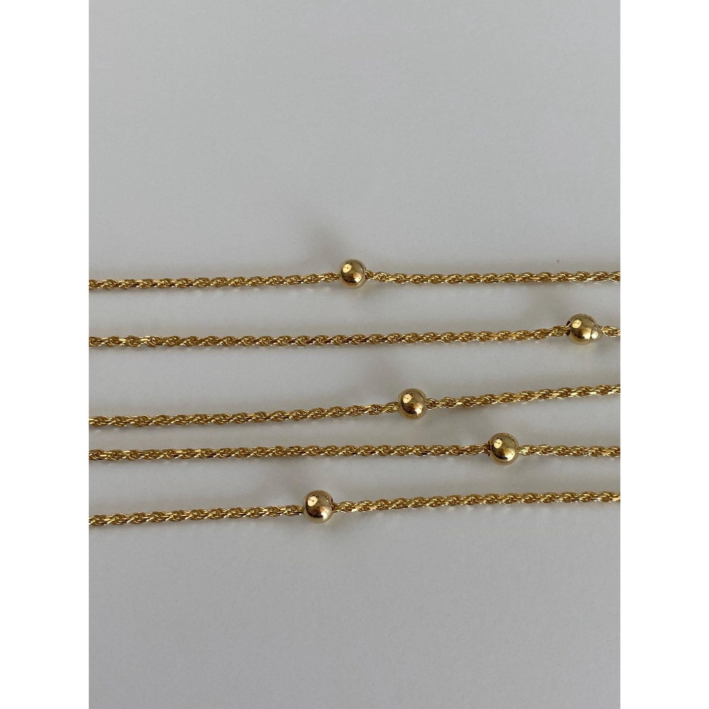 Vintage Solid 18k Yellow Gold Gold Ball Dainty Rope Chain Necklace - 23.75 inches
