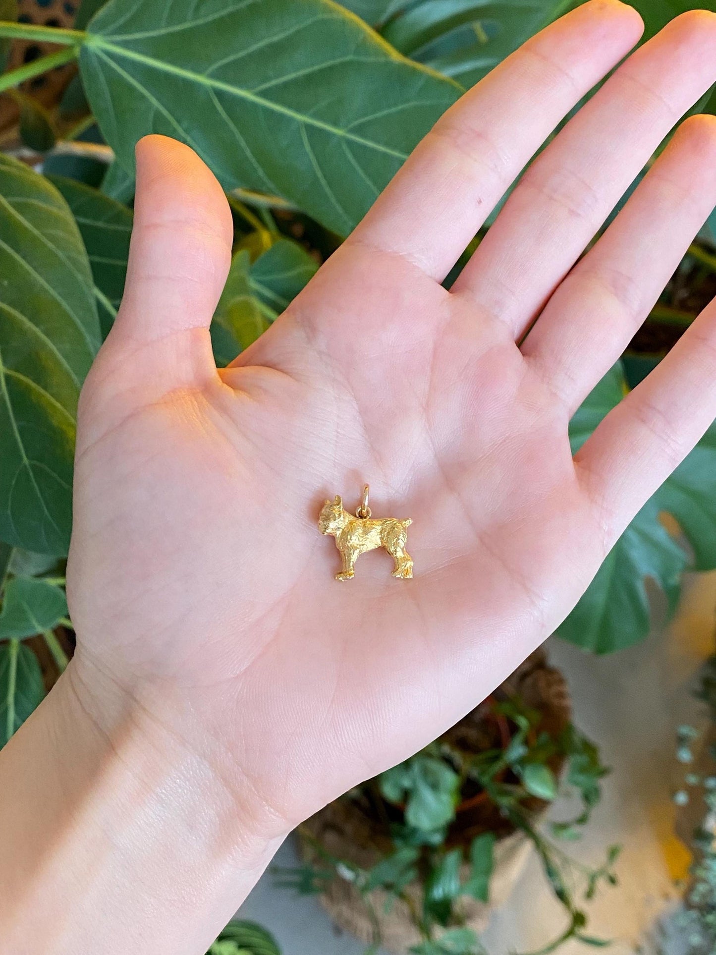 Vintage Solid 18k Yellow Gold Brussels Griffon Dog Charm