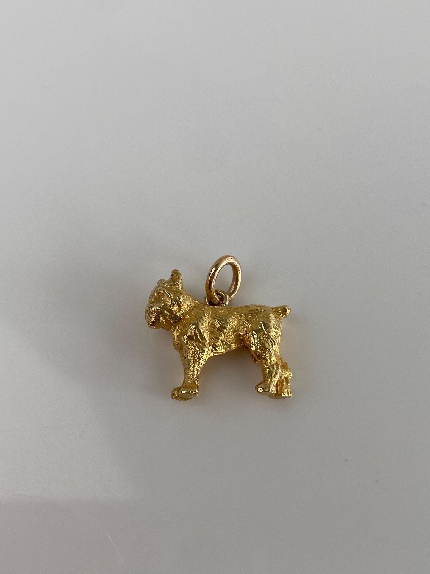 Vintage Solid 18k Yellow Gold Brussels Griffon Dog Charm