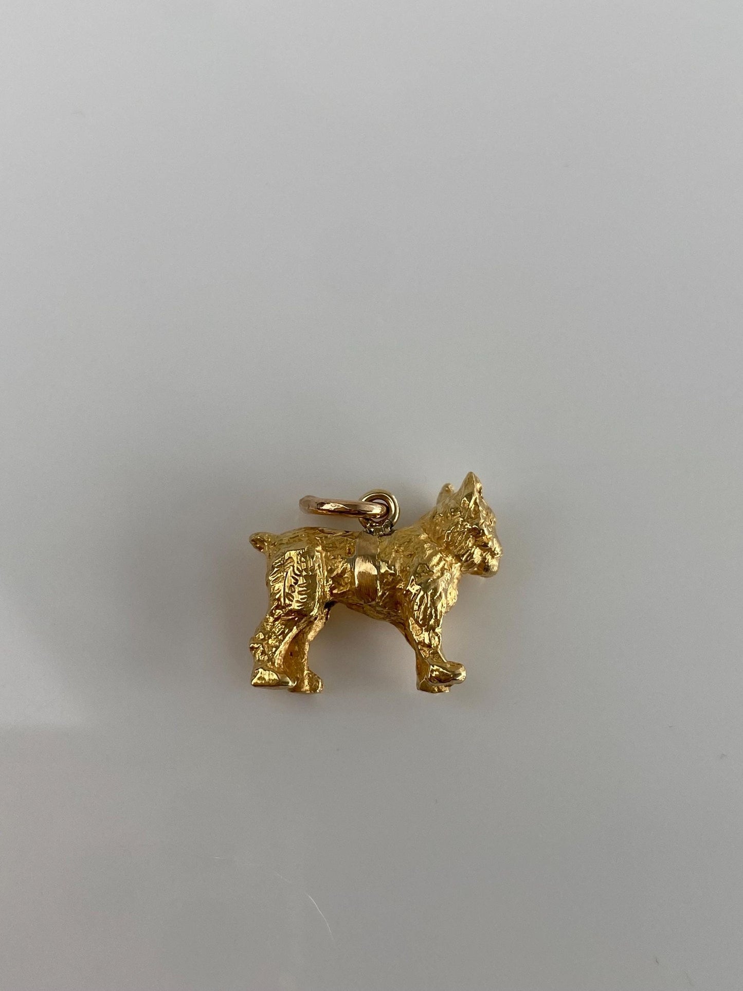 Vintage Solid 18k Yellow Gold Brussels Griffon Dog Charm