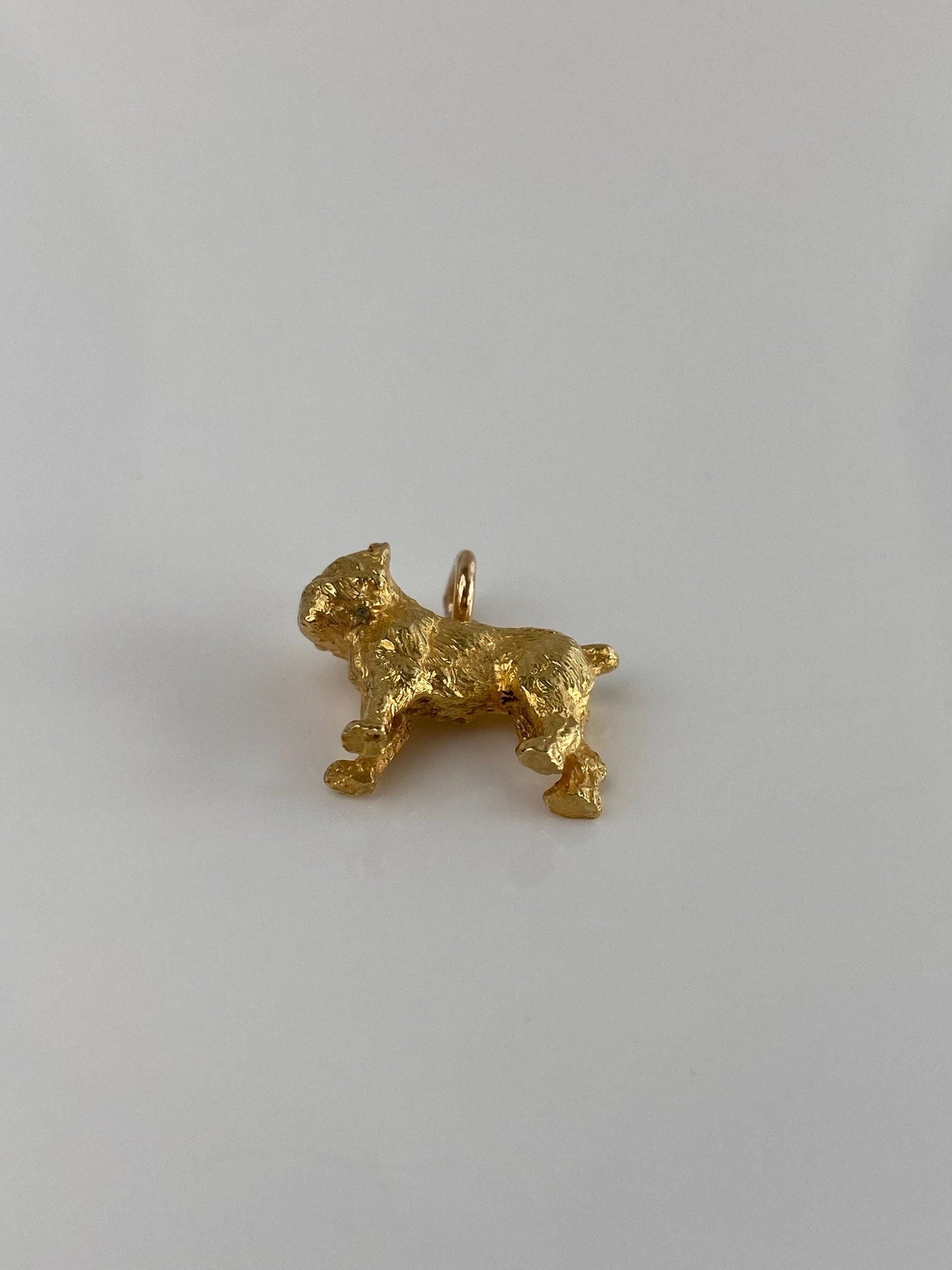 Vintage Solid 18k Yellow Gold Brussels Griffon Dog Charm