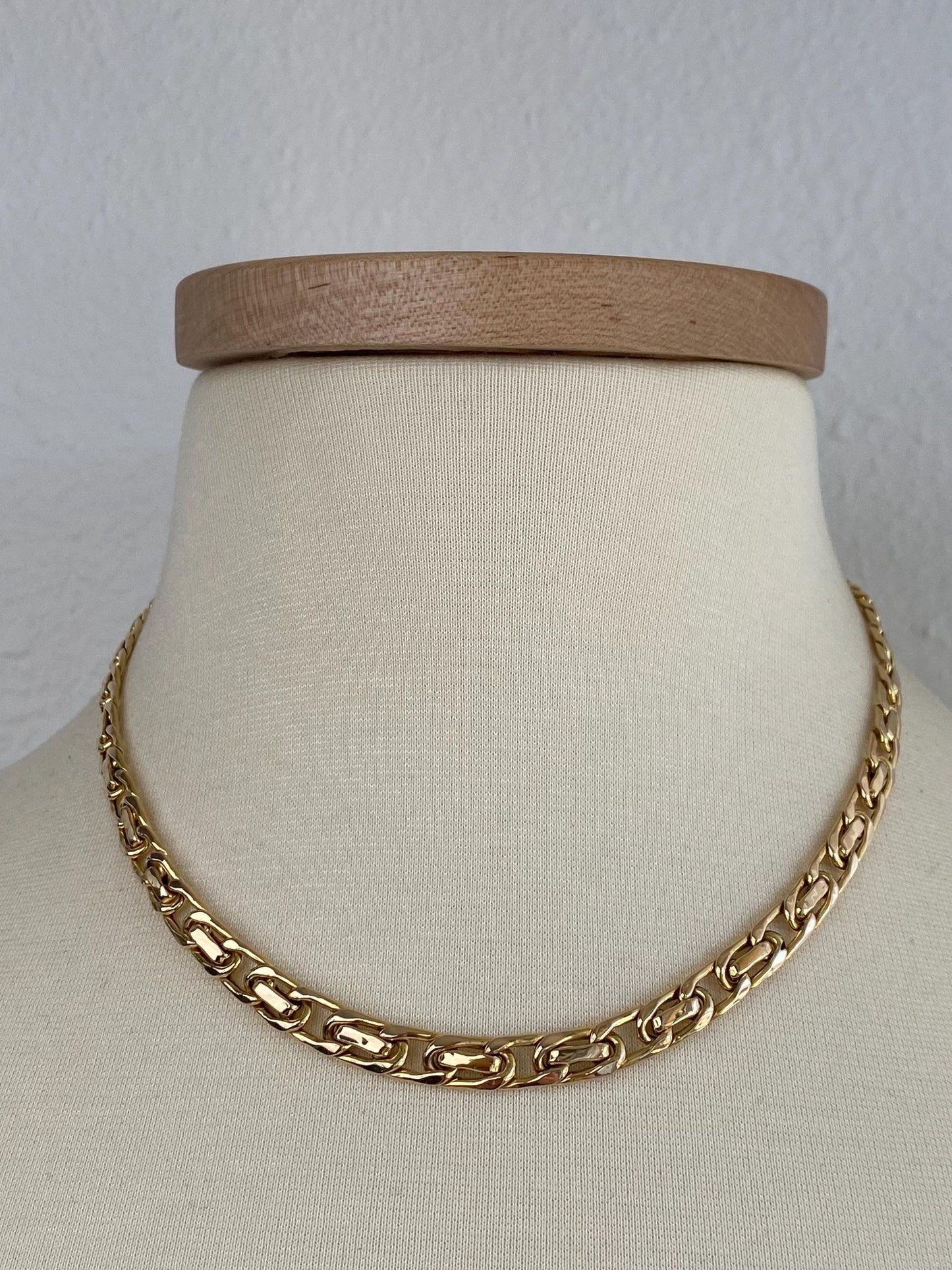 Vintage 14k Yellow Gold Fancy Link Graduated Chain Necklace - 17.5 inches