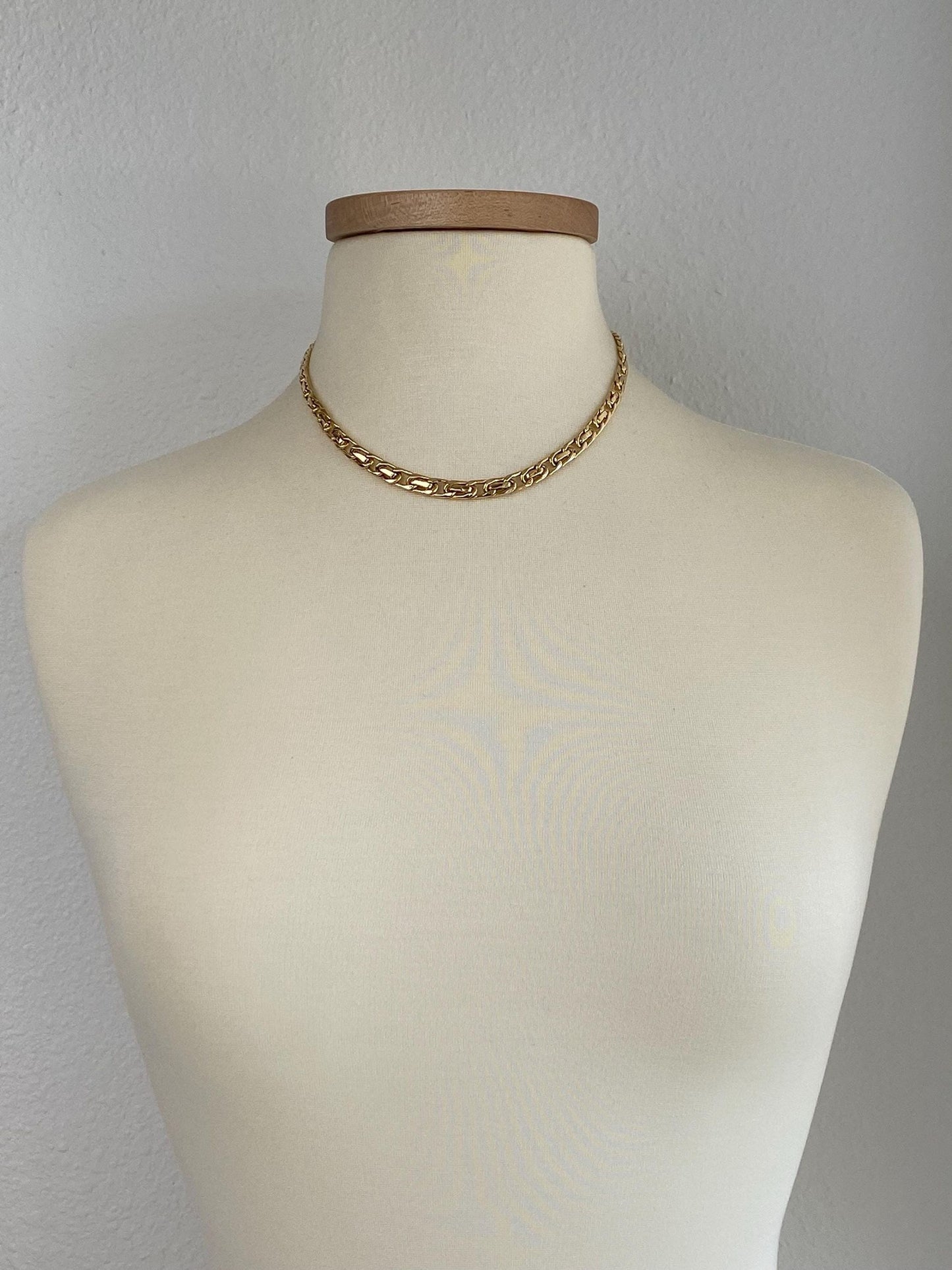 Vintage 14k Yellow Gold Fancy Link Graduated Chain Necklace - 17.5 inches