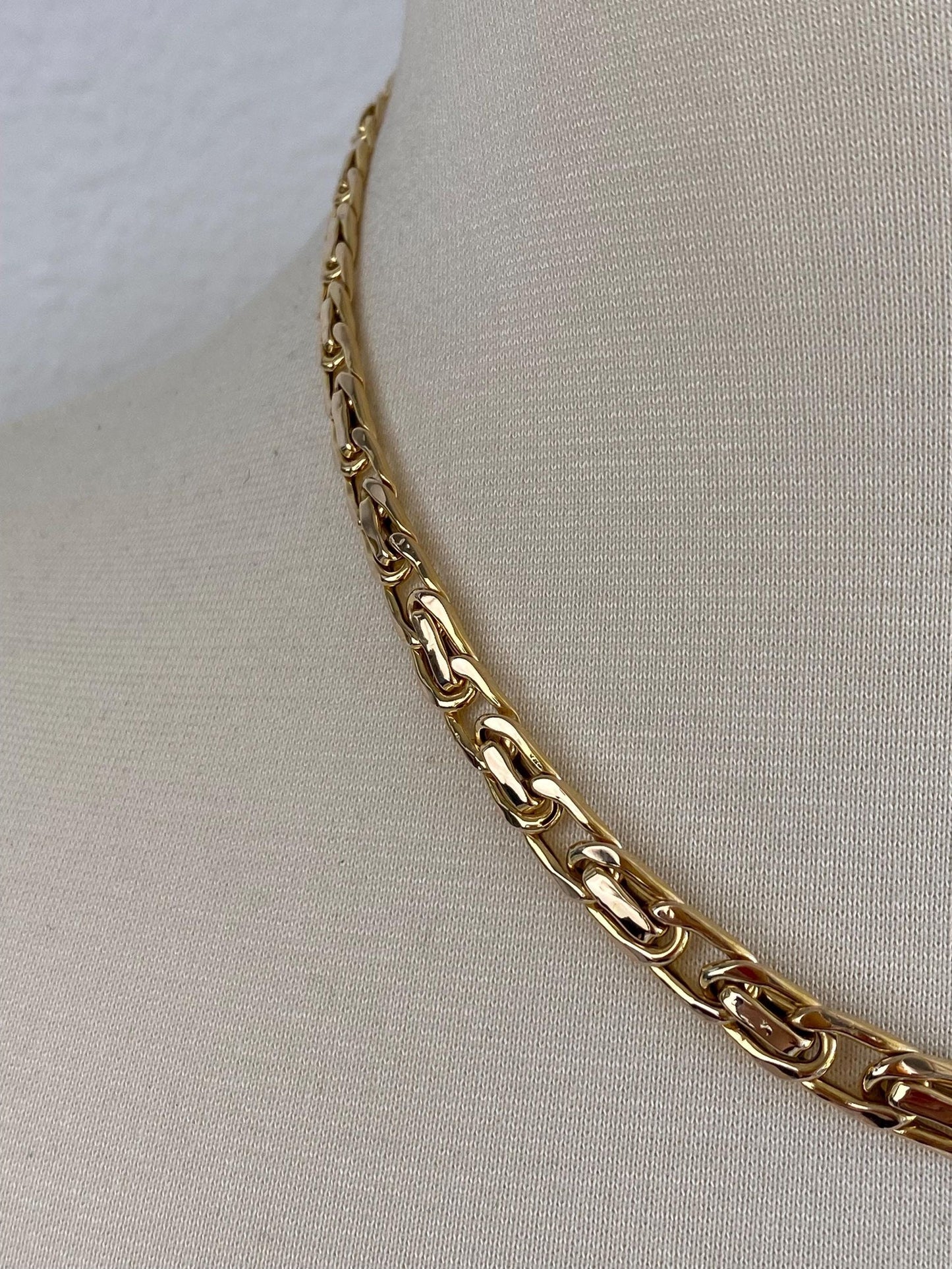 Vintage 14k Yellow Gold Fancy Link Graduated Chain Necklace - 17.5 inches