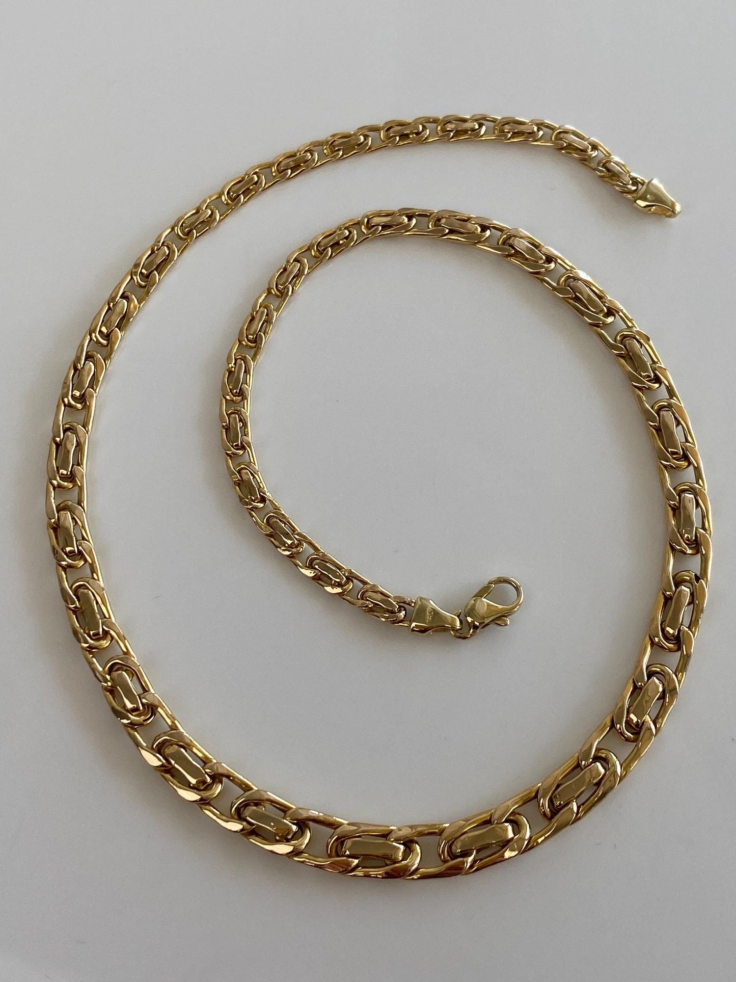 Vintage 14k Yellow Gold Fancy Link Graduated Chain Necklace - 17.5 inches