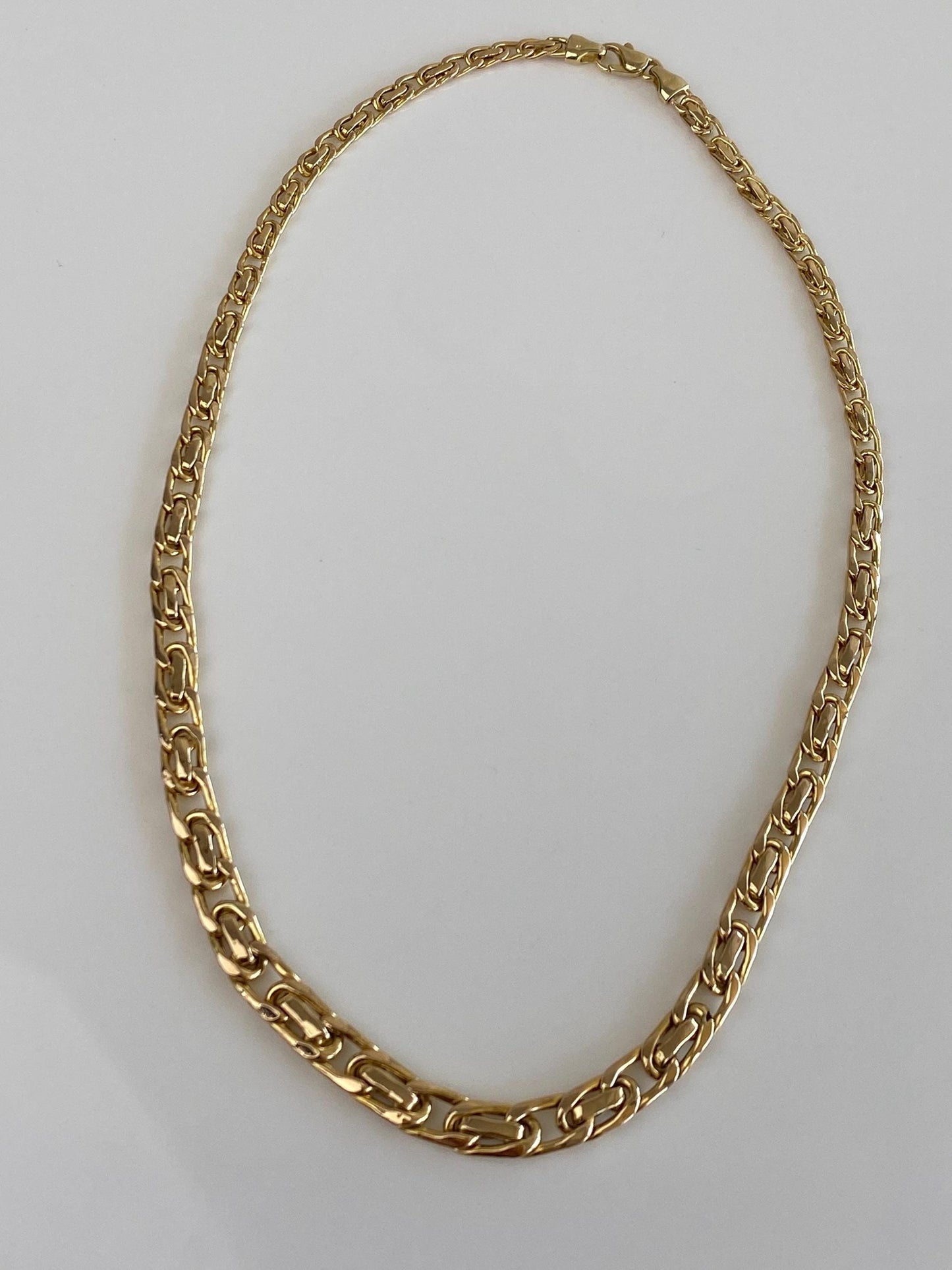 Vintage 14k Yellow Gold Fancy Link Graduated Chain Necklace - 17.5 inches
