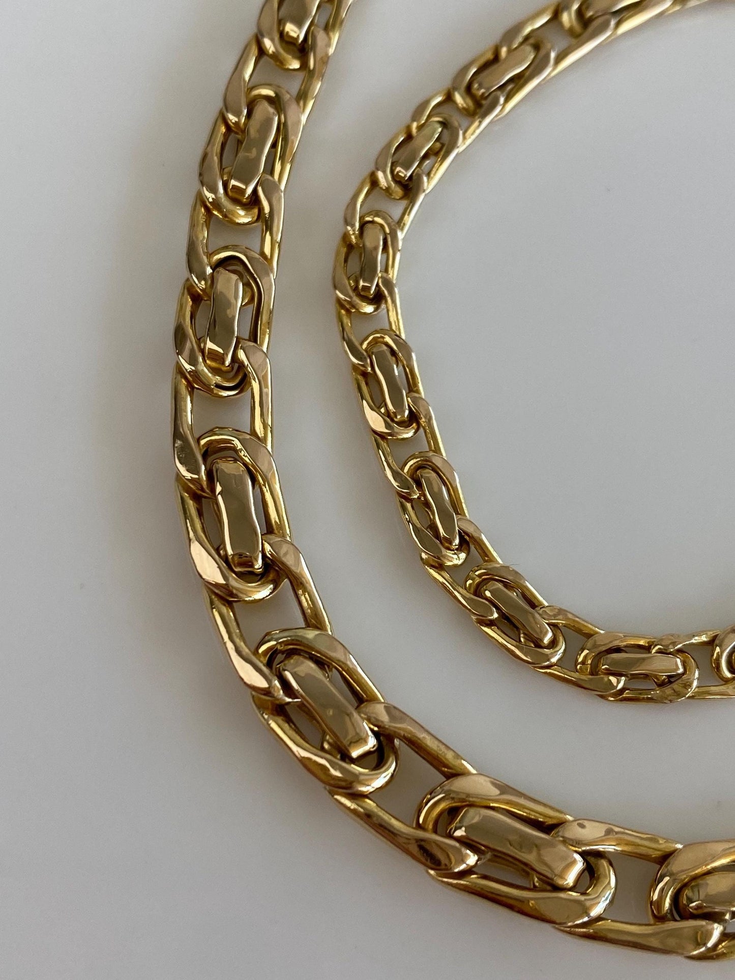 Vintage 14k Yellow Gold Fancy Link Graduated Chain Necklace - 17.5 inches