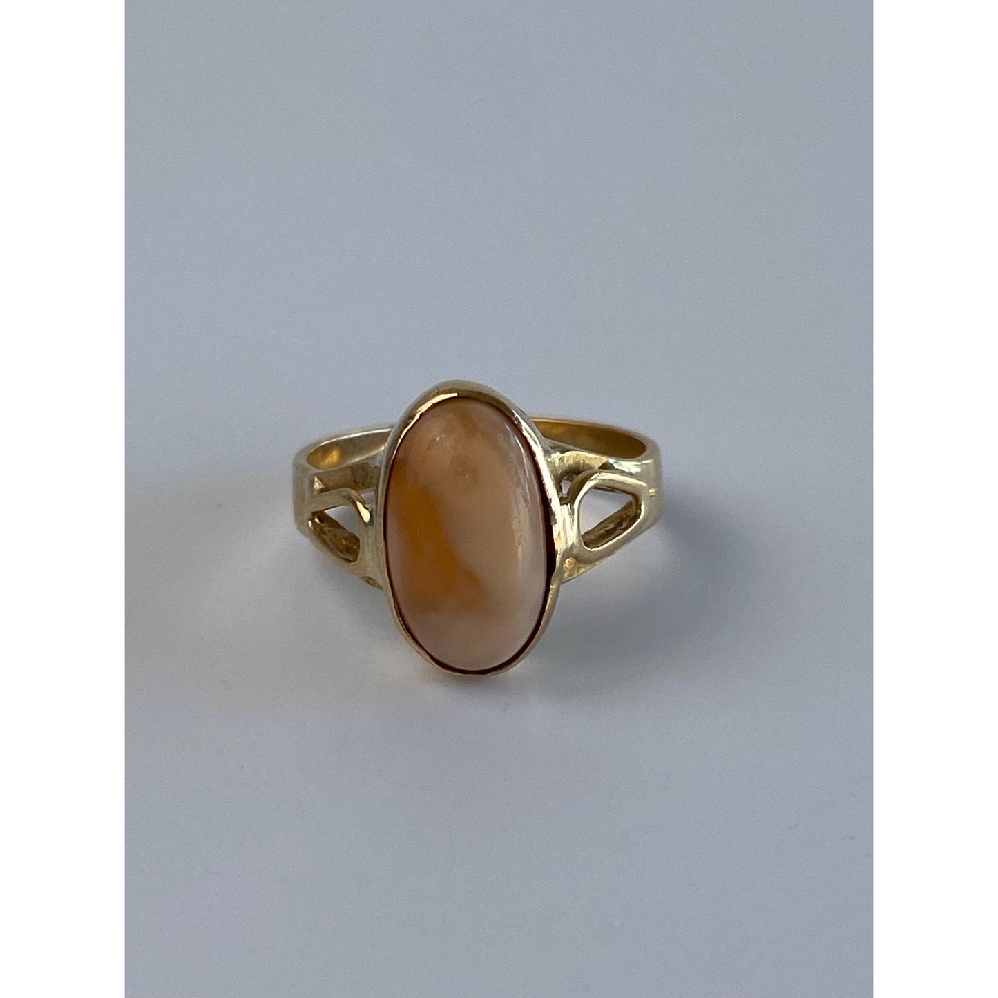 Vintage Solid 18k Yellow Gold Peach Fire Opal Ring - Size 5.75