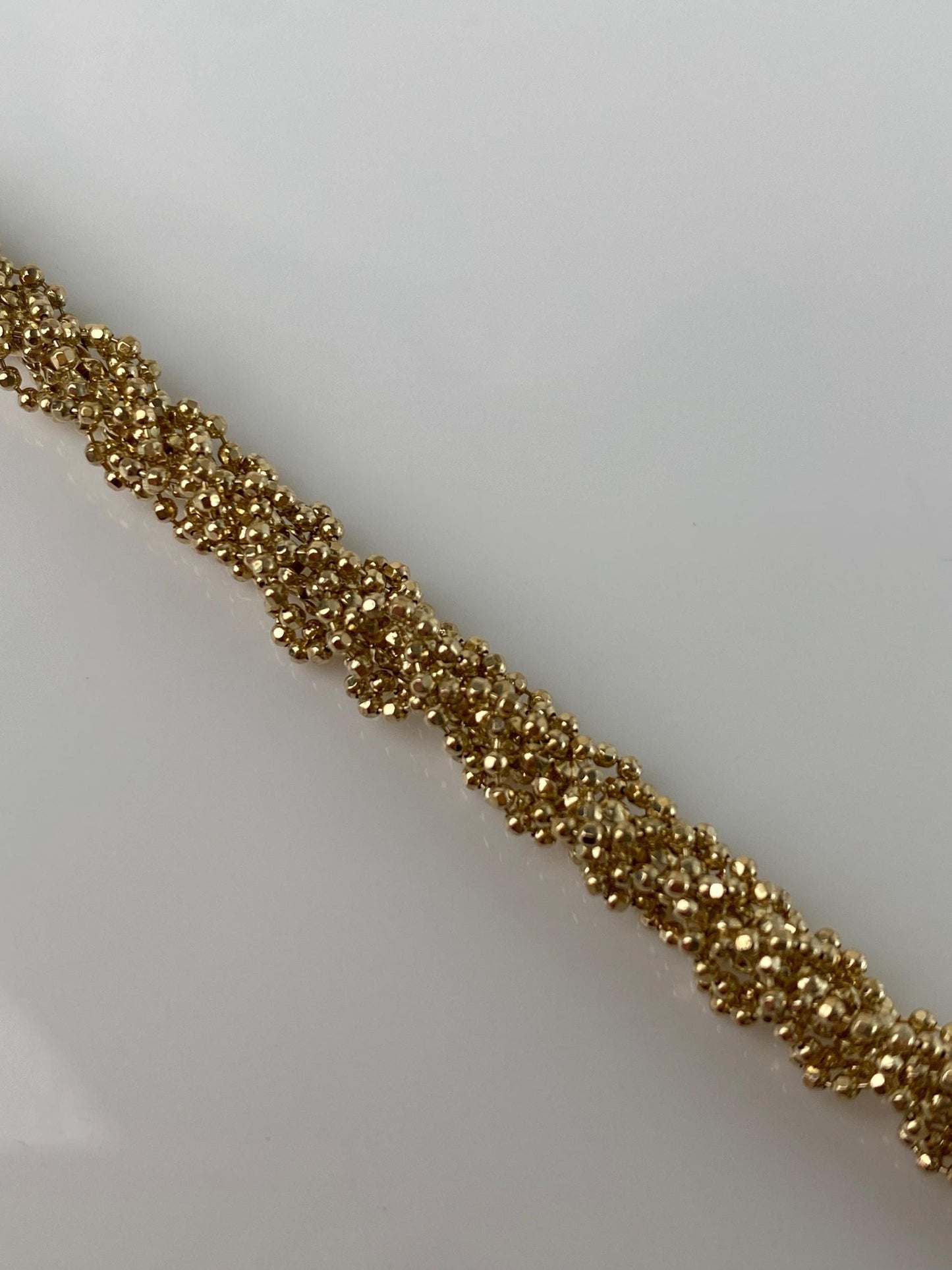 Vintage Solid 14k Yellow Gold Twisted Diamond Cut Ball Chain Bracelet - 7.5 inches