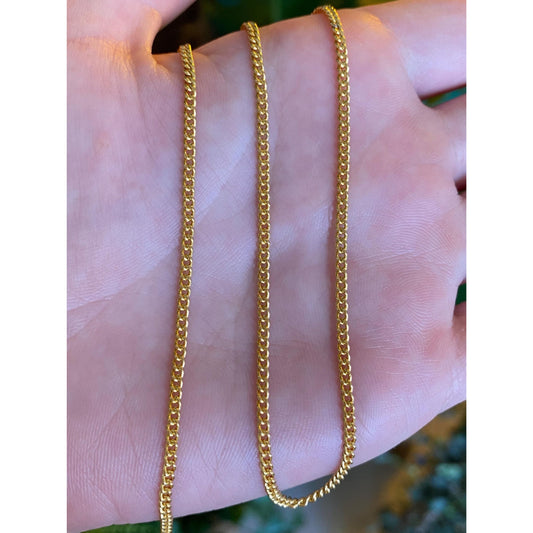 Vintage Solid 21k Yellow Gold Curb Chain Necklace - 16 inches