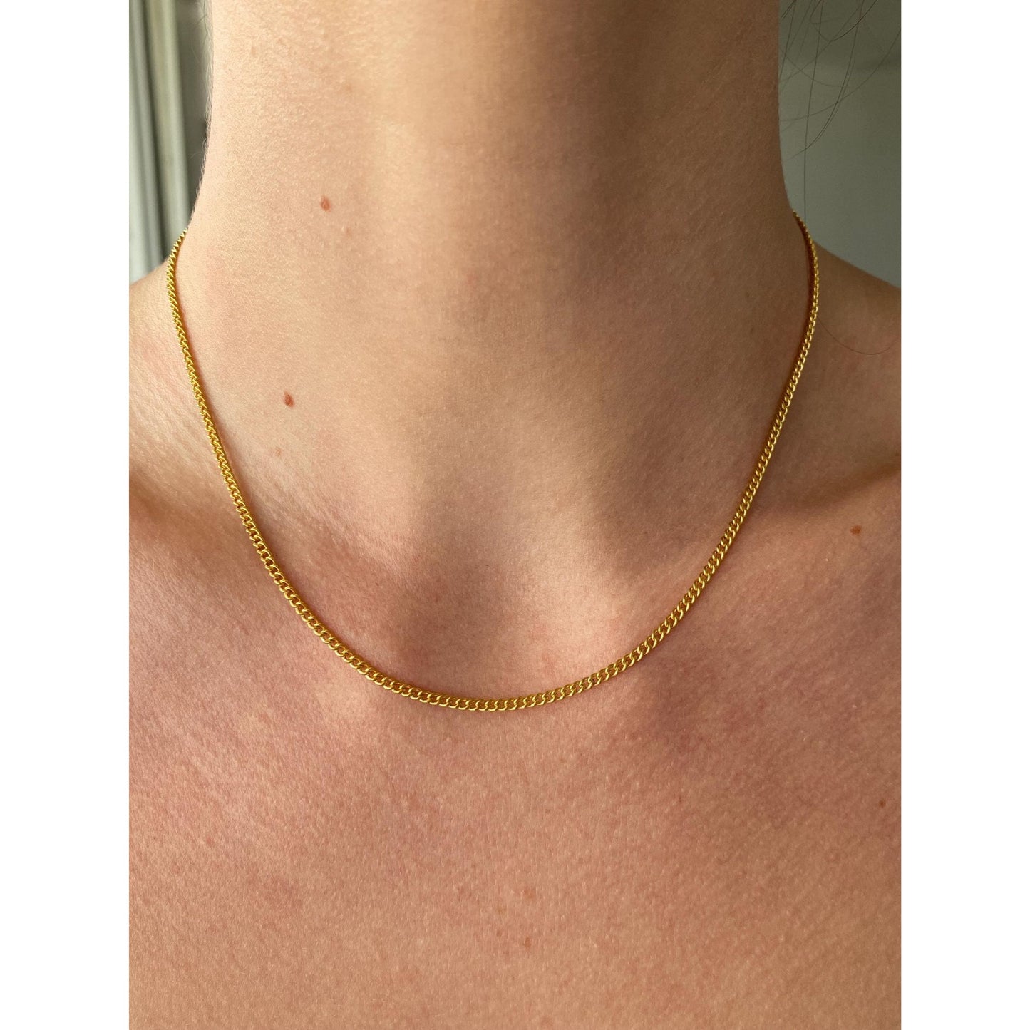 Vintage Solid 21k Yellow Gold Curb Chain Necklace - 16 inches