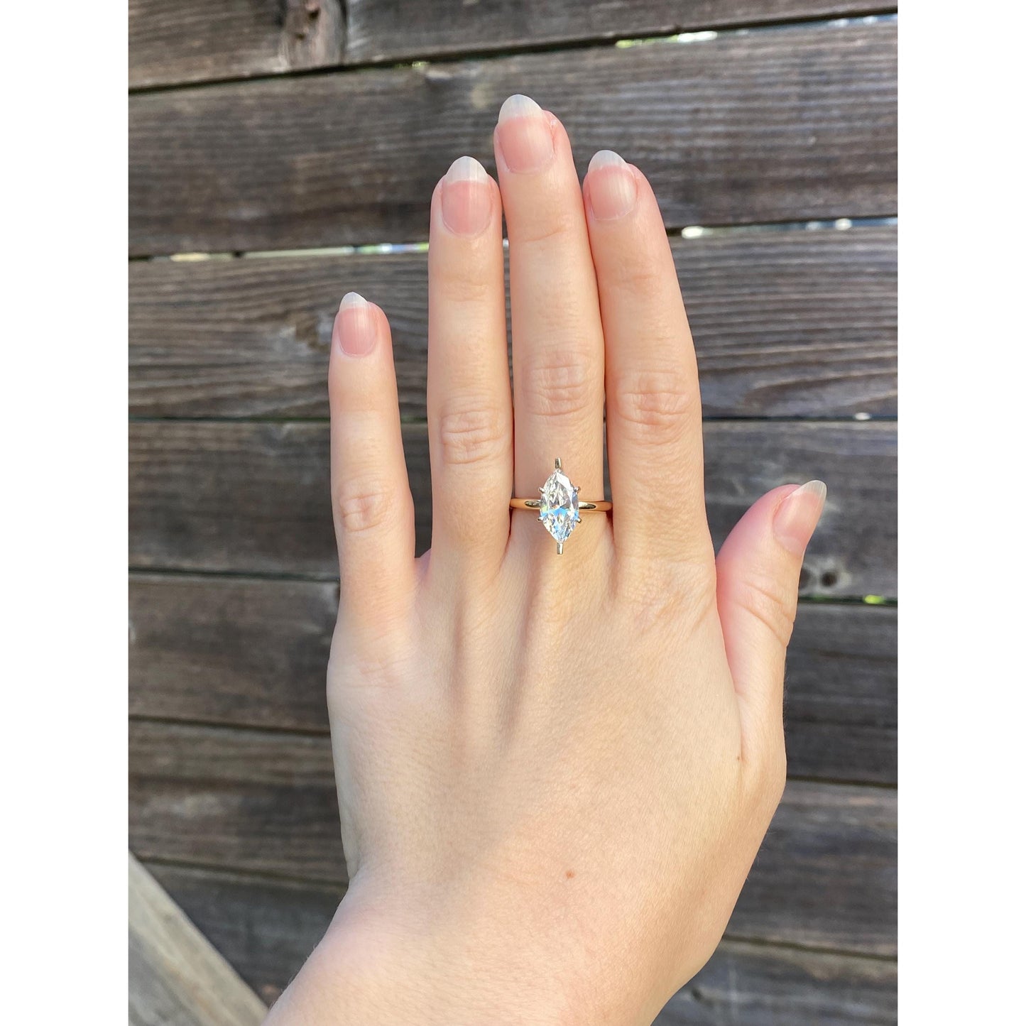 Solid 14k Yellow Gold Cubic Zirconia Marquis Ring - Size 8.75