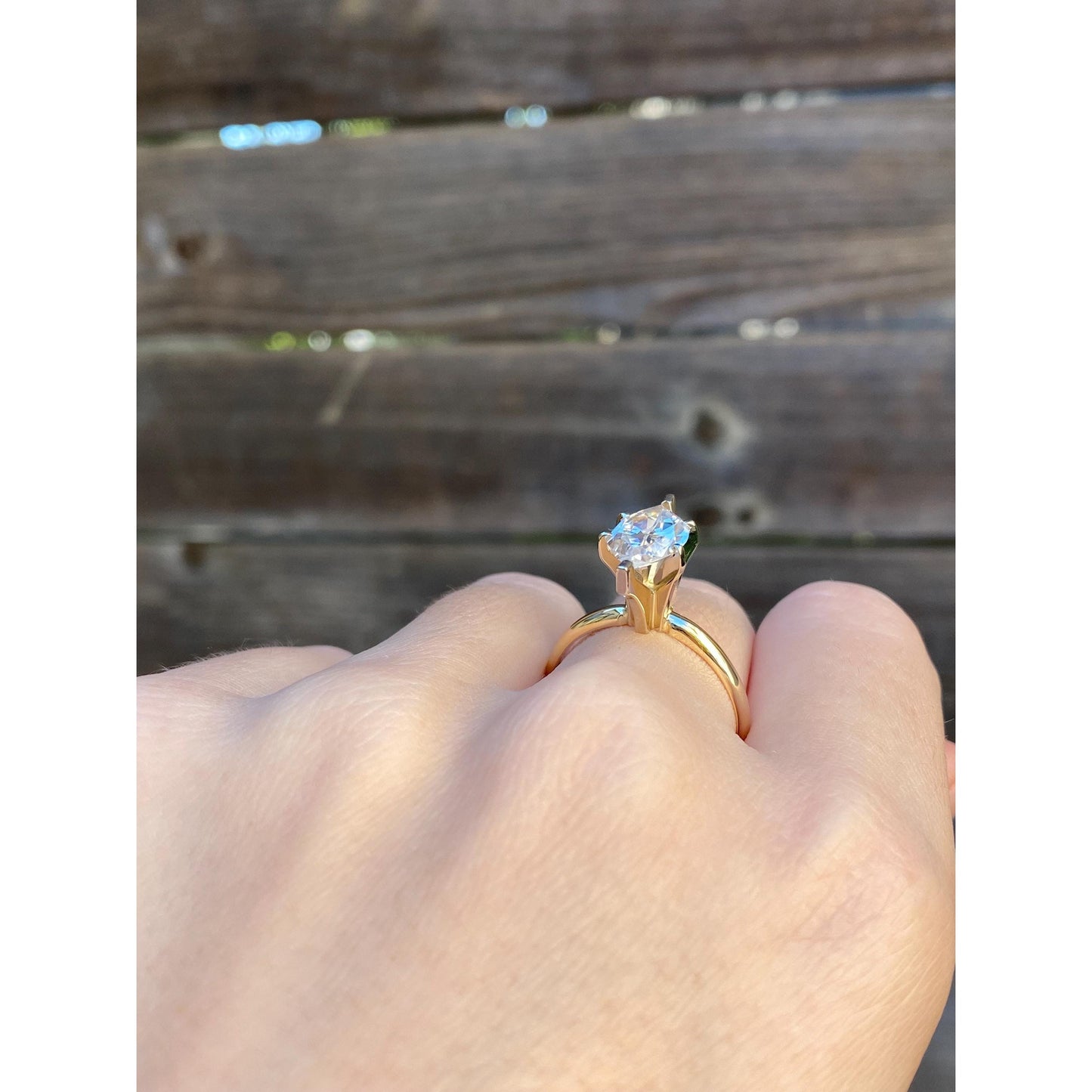 Solid 14k Yellow Gold Cubic Zirconia Marquis Ring - Size 8.75