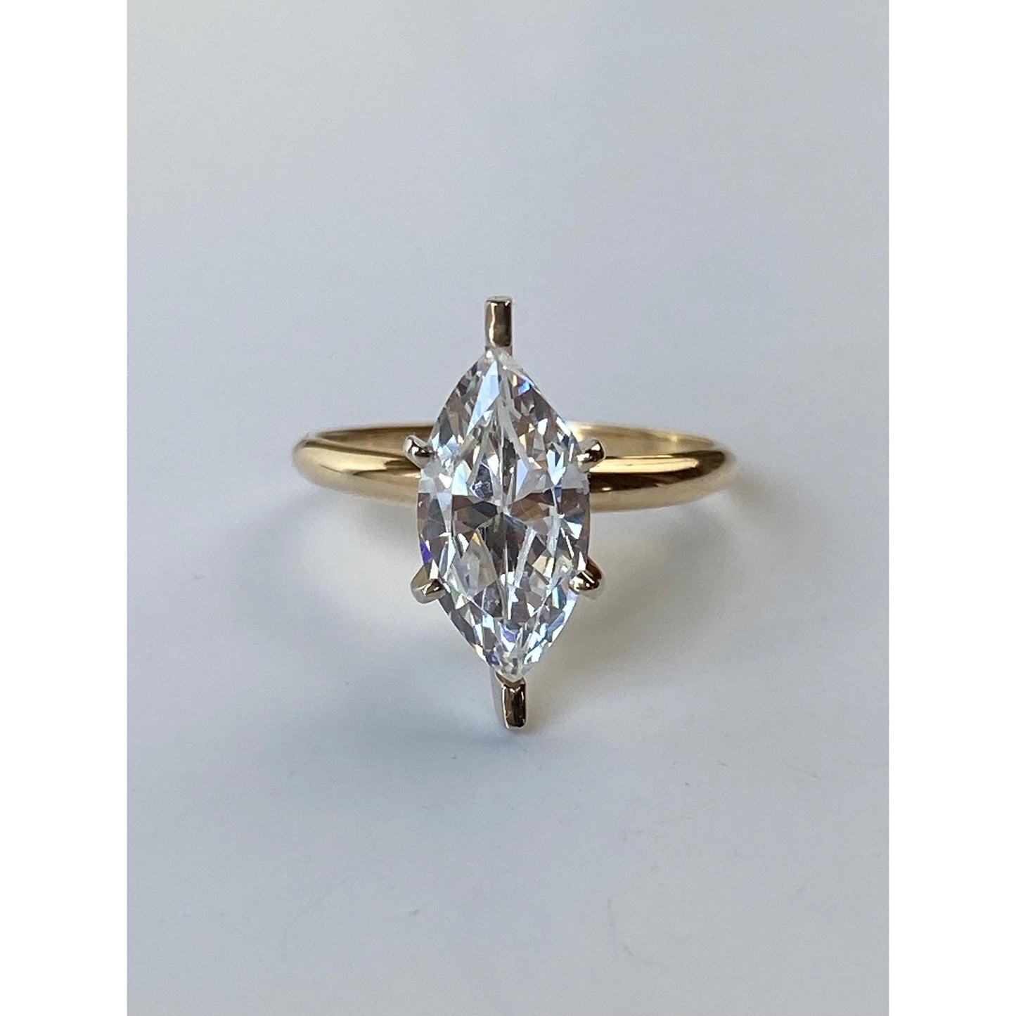 Solid 14k Yellow Gold Cubic Zirconia Marquis Ring - Size 8.75