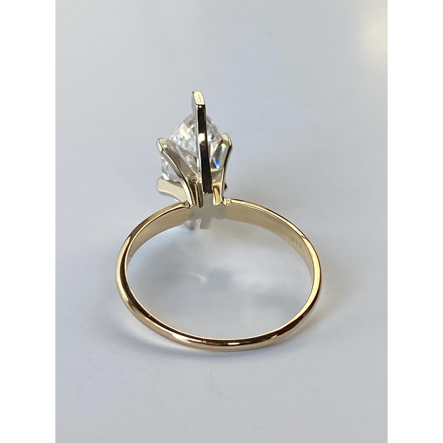 Solid 14k Yellow Gold Cubic Zirconia Marquis Ring - Size 8.75