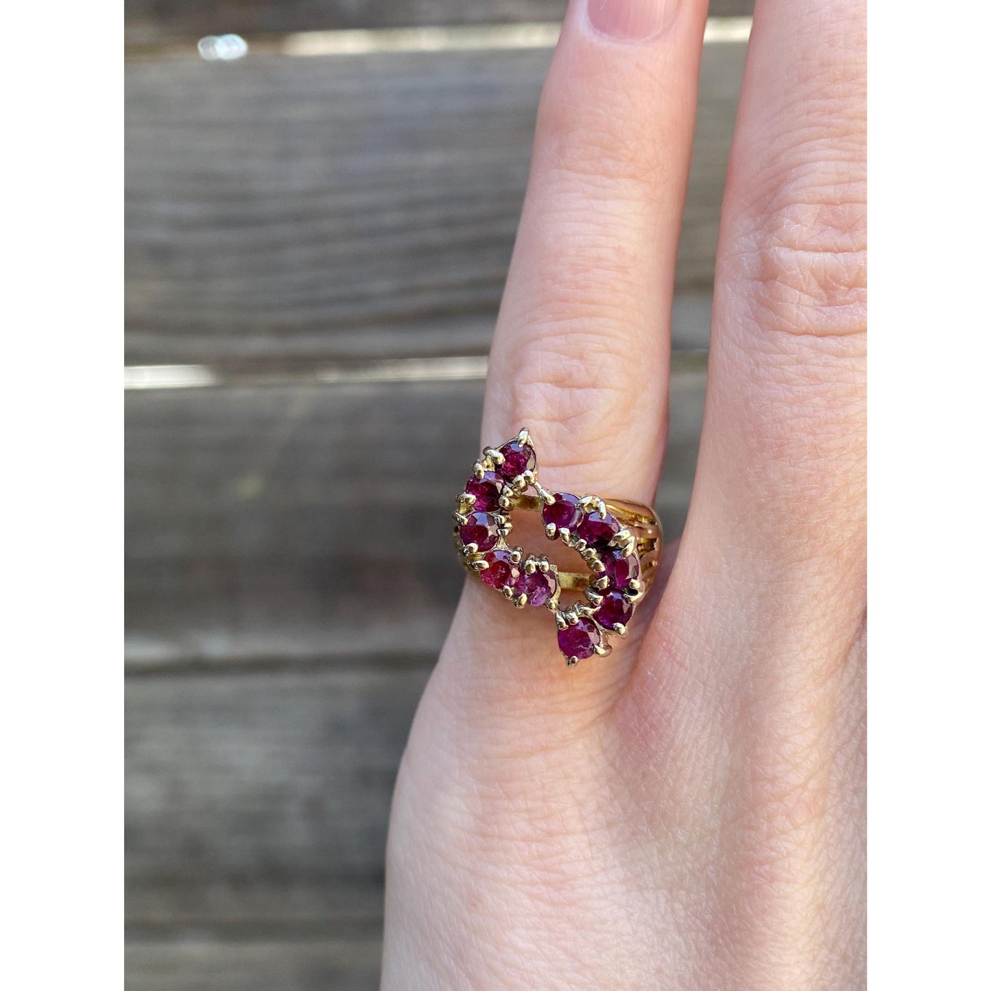 Vintage Solid 14k Yellow Gold Ruby Ring - Size 4