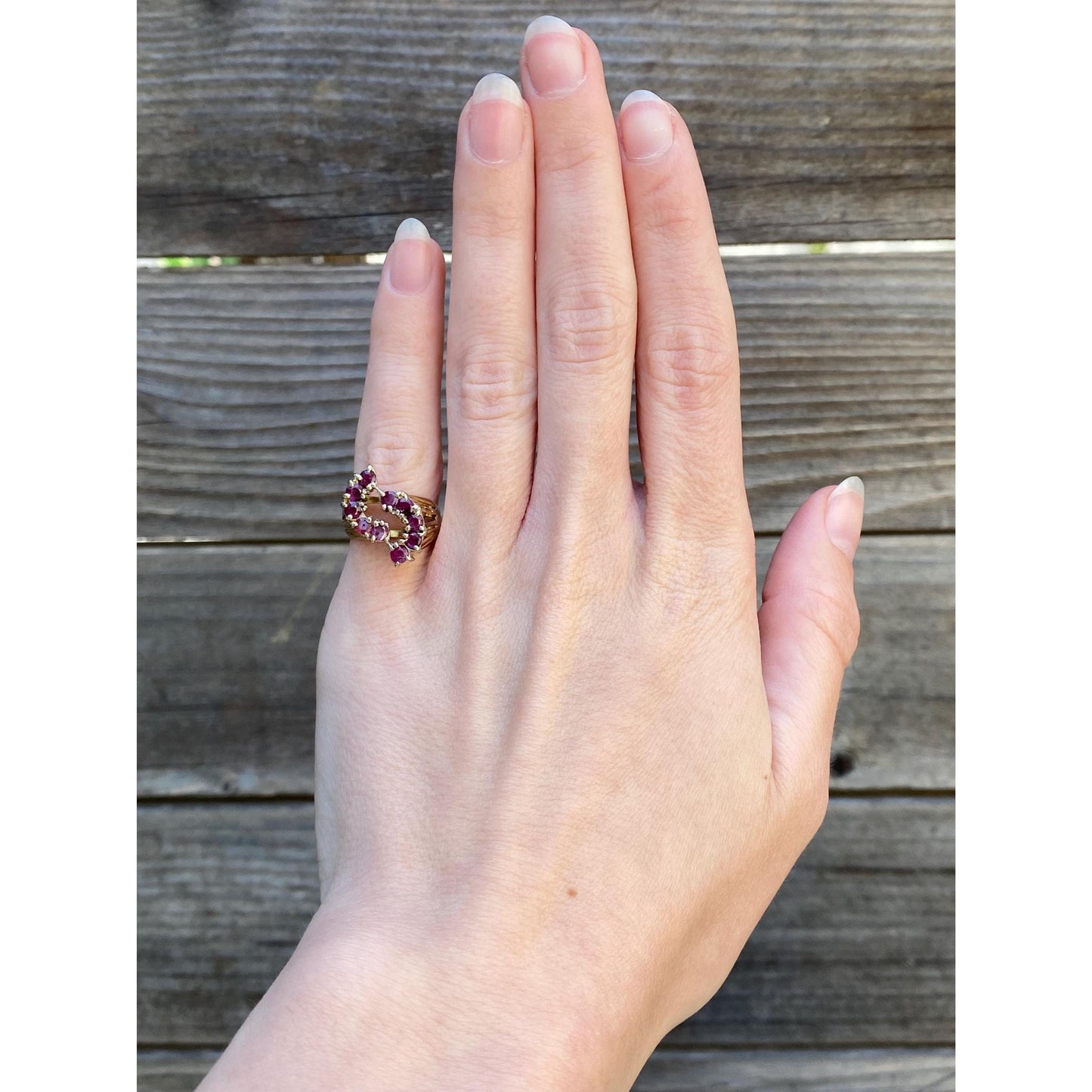 Vintage Solid 14k Yellow Gold Ruby Ring - Size 4