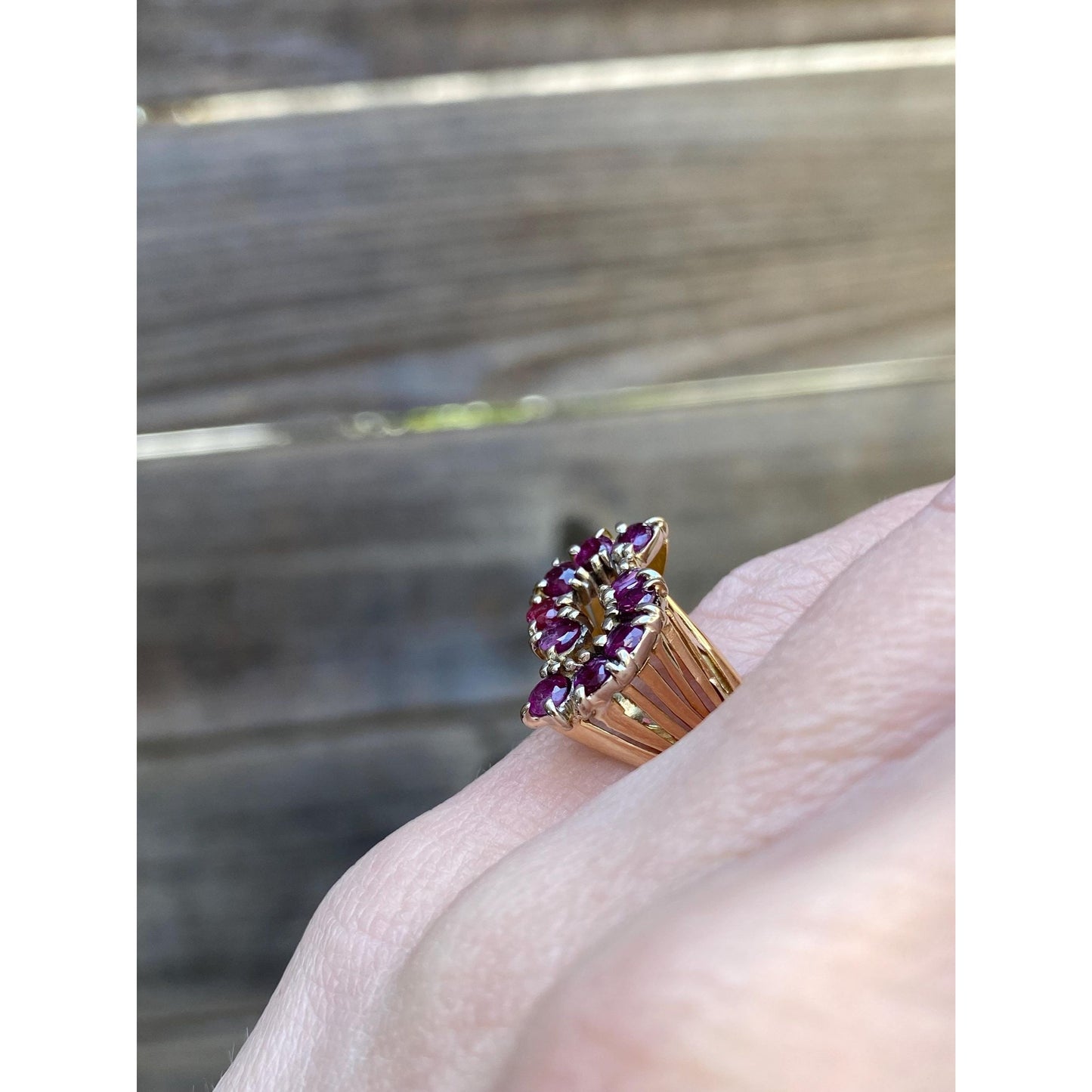 Vintage Solid 14k Yellow Gold Ruby Ring - Size 4