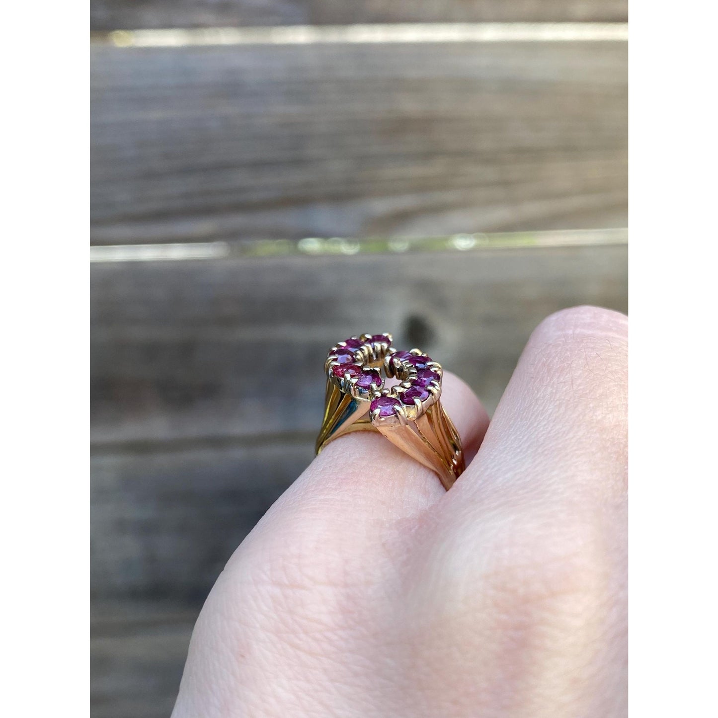 Vintage Solid 14k Yellow Gold Ruby Ring - Size 4