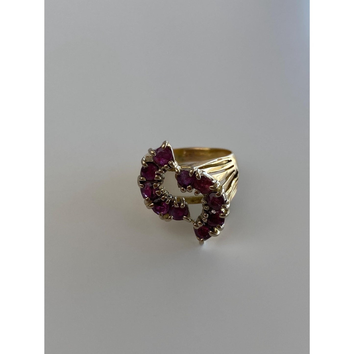 Vintage Solid 14k Yellow Gold Ruby Ring - Size 4