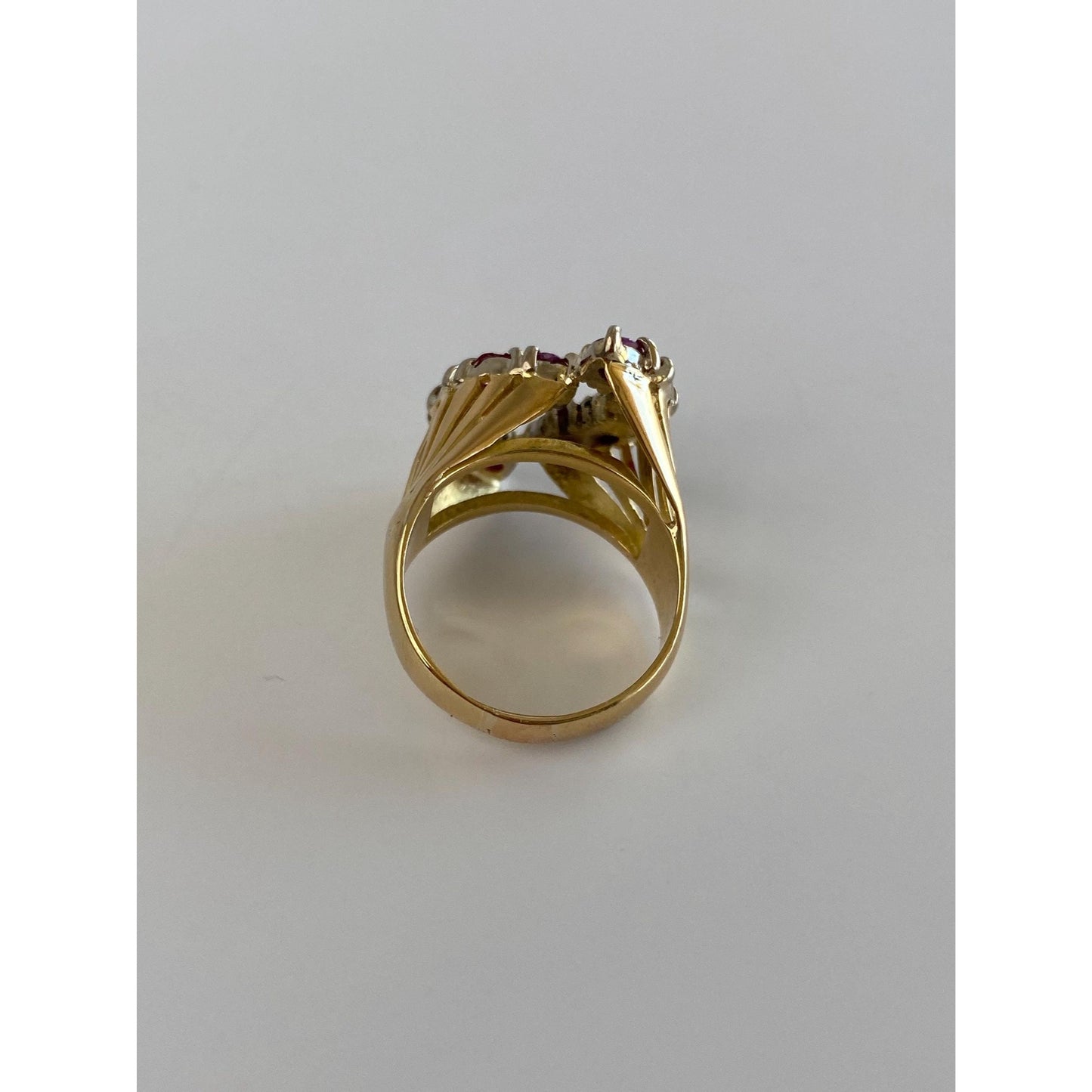 Vintage Solid 14k Yellow Gold Ruby Ring - Size 4